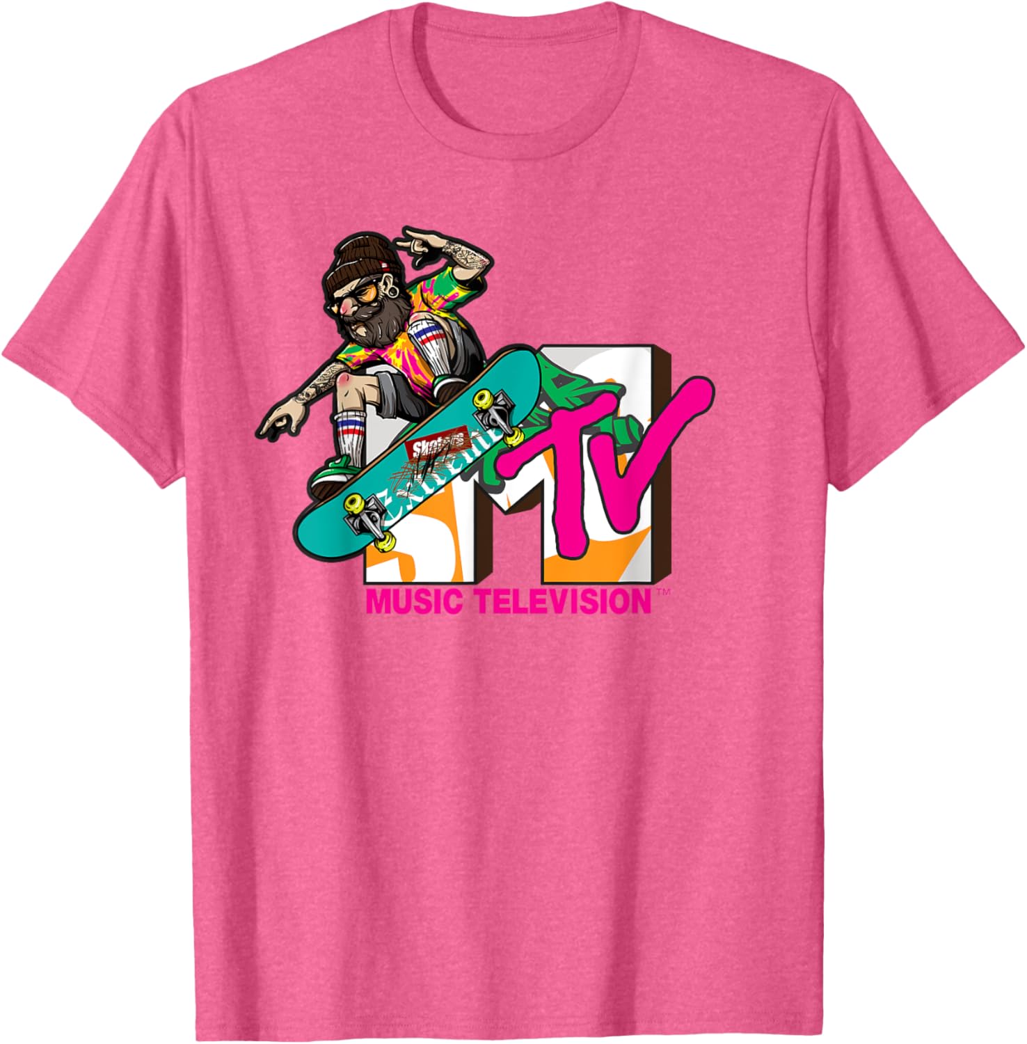 Mademark x MTV Hipster Skater T-Shirt - Trendy Logo Graphic Tee - 14