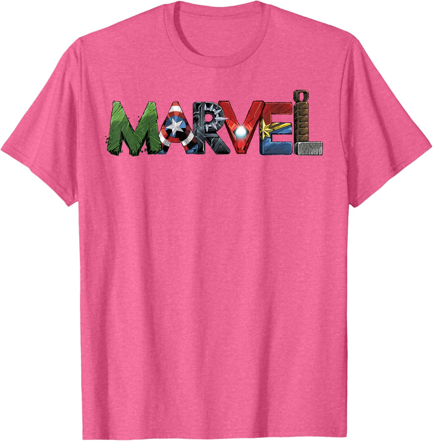 Marvel Avengers Character Text Portrait T-Shirt for Superhero Fans - 3