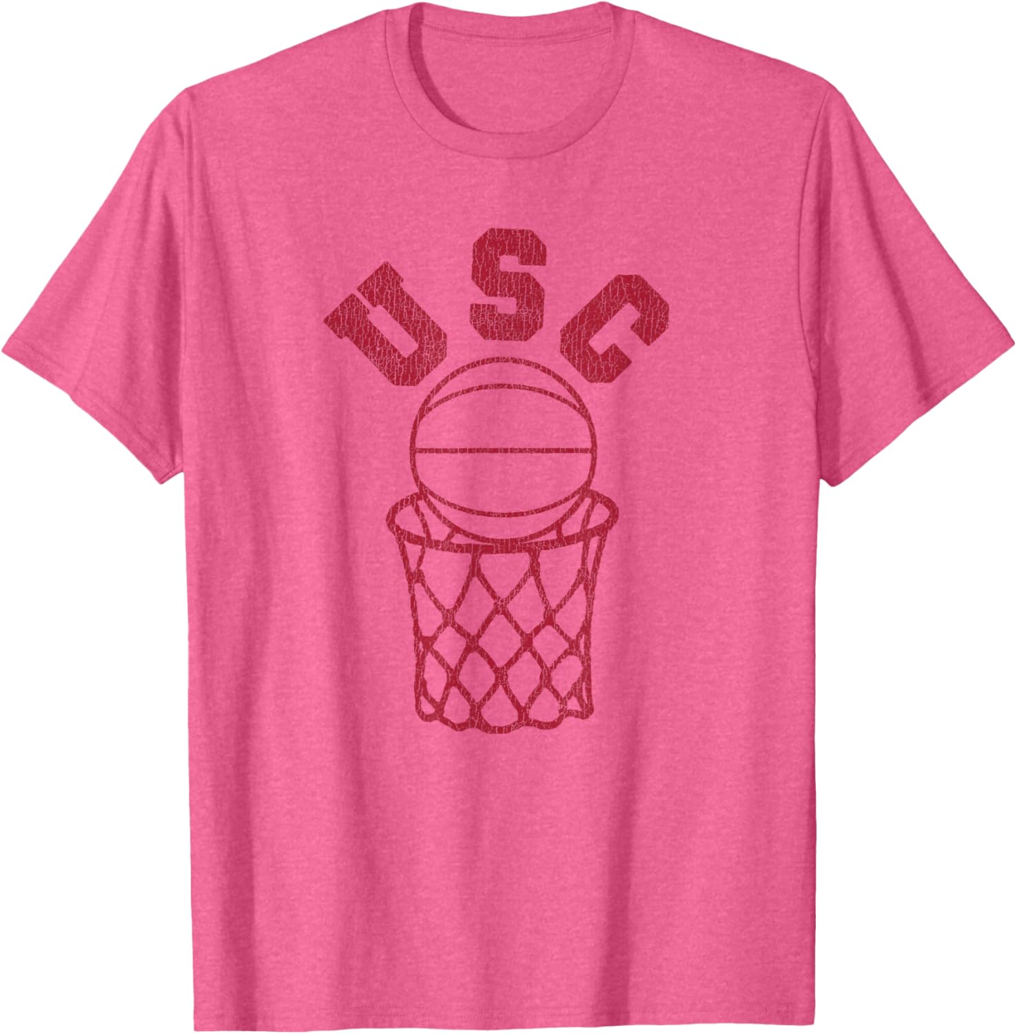 USC Basketball Trojans Distressed Retro 80s Style Hoop T-Shirt for Fans - 2
