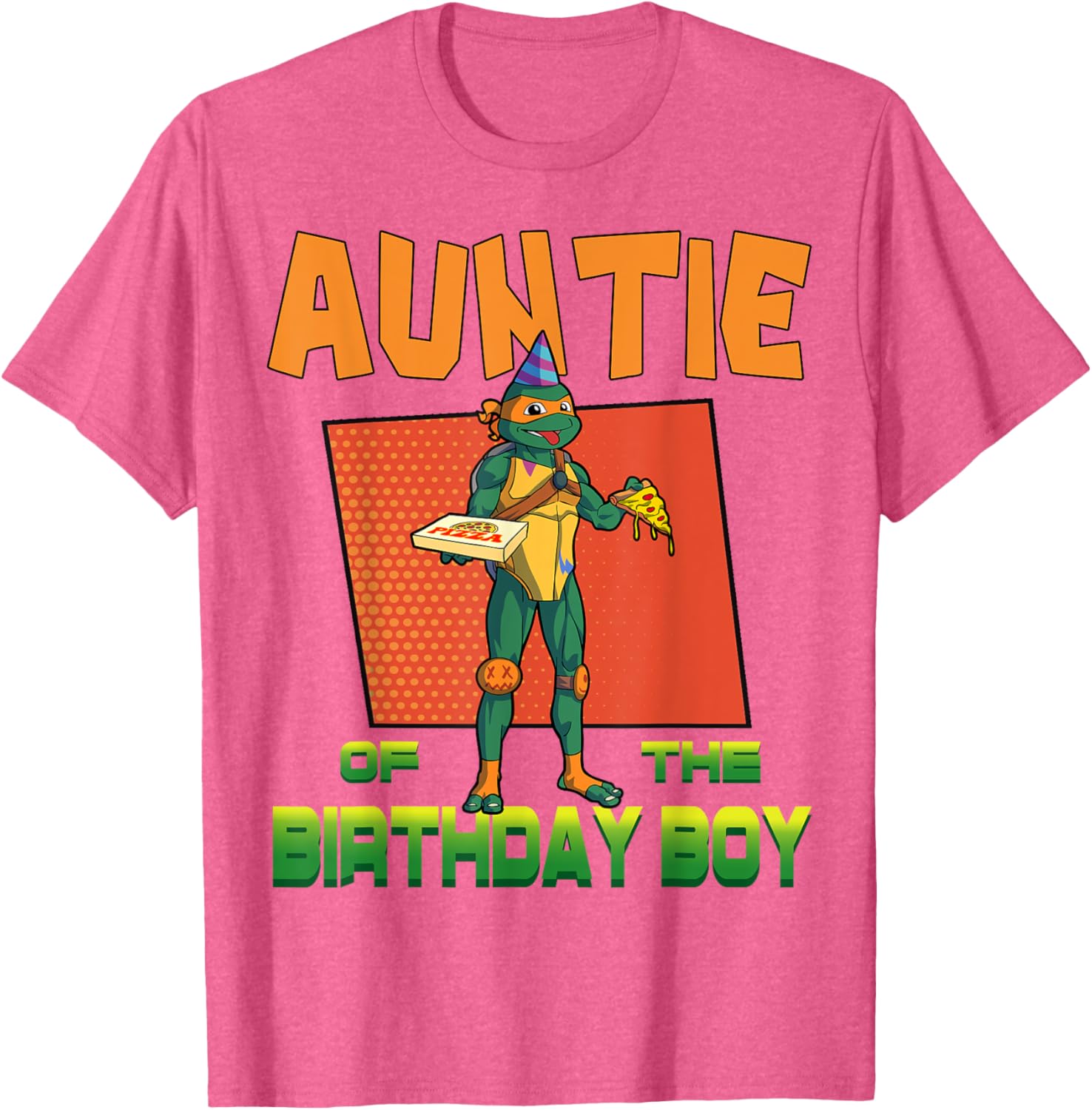 Mademark Teenage Mutant Ninja Turtles Mikey Pizza Party T-Shirt for Aunties - 9