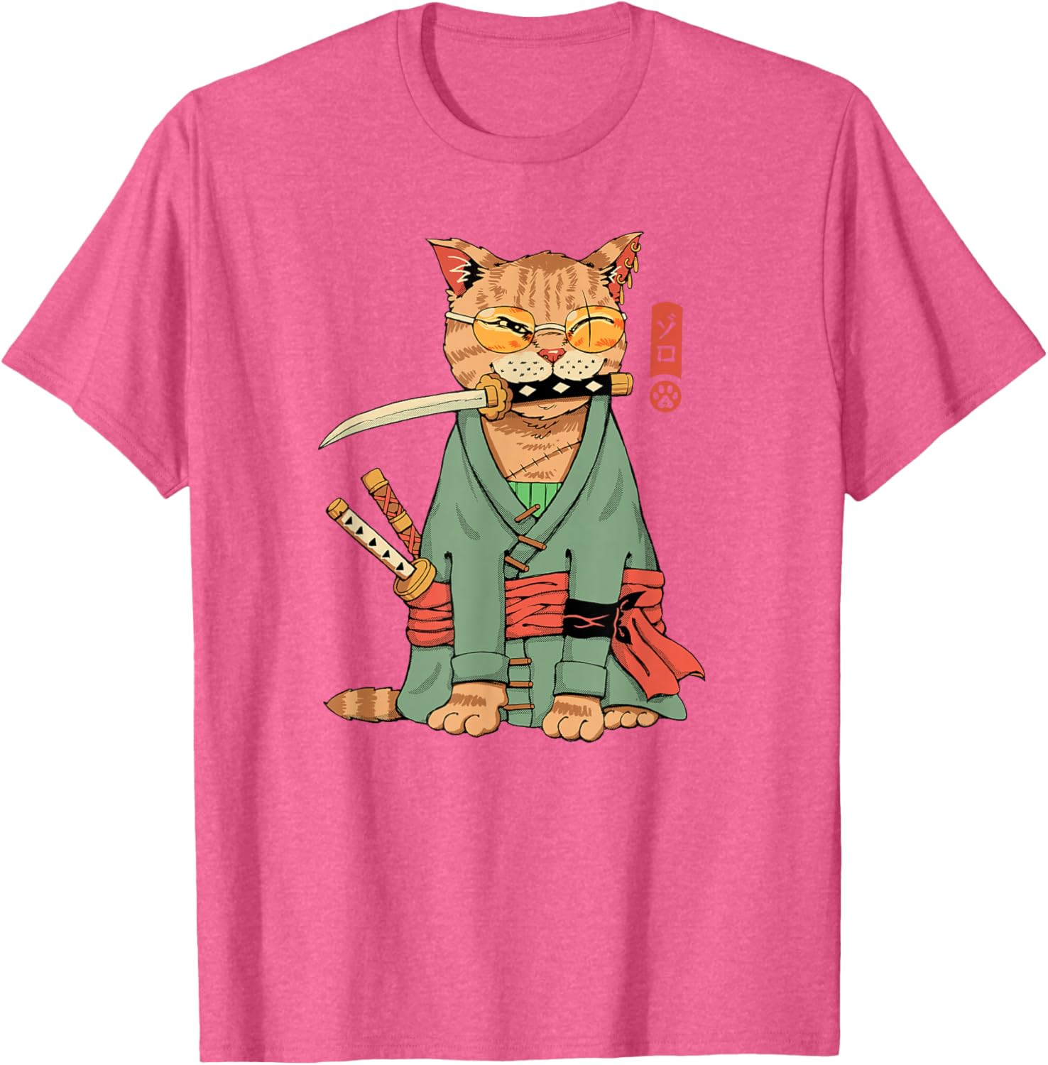 Cool Zoro Cat Warrior T-Shirt for Cat Lovers - Fun Cartoon Design - 21