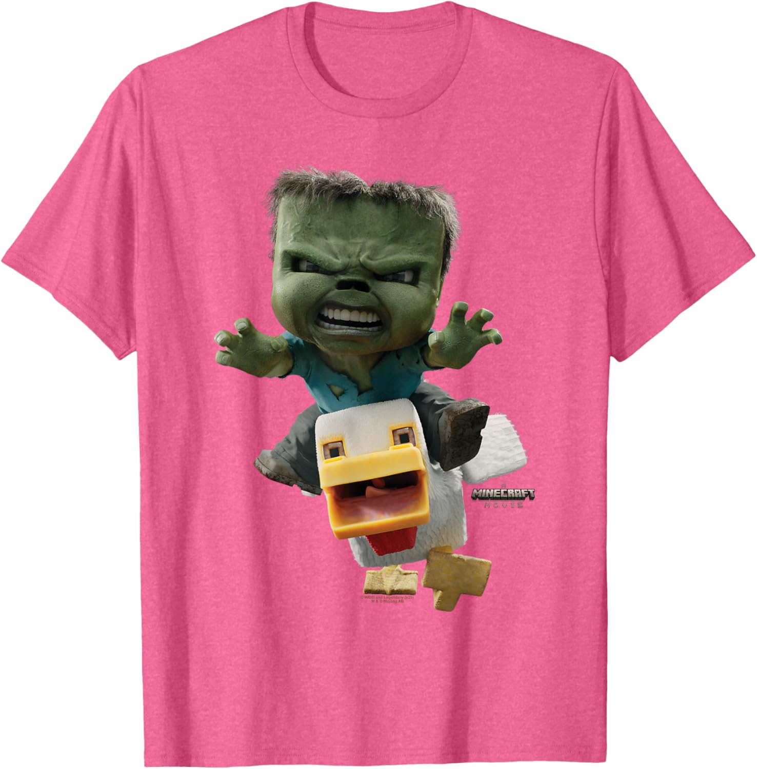 Cool Minecraft Movie Chicken Jockey Baby Zombie Attack T-Shirt for Kids - 15
