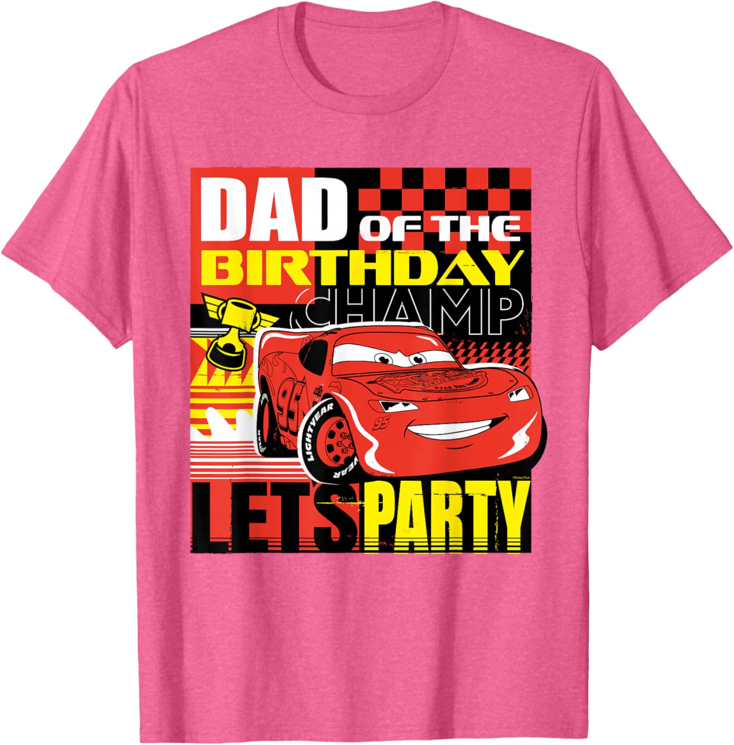 Disney Pixar Cars Dad of the Birthday Champ T-Shirt Fun Party Wear - 3