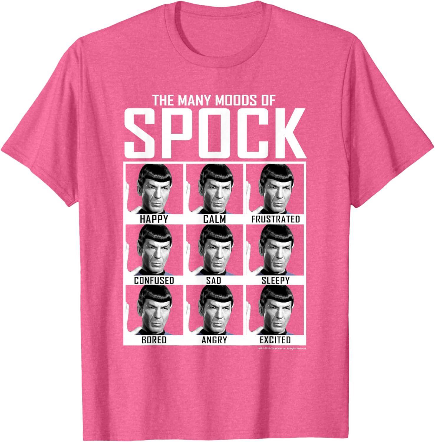 Star Trek Spock Moods Textbook T-Shirt for Fans of Classic Sci-Fi Fashion - 9
