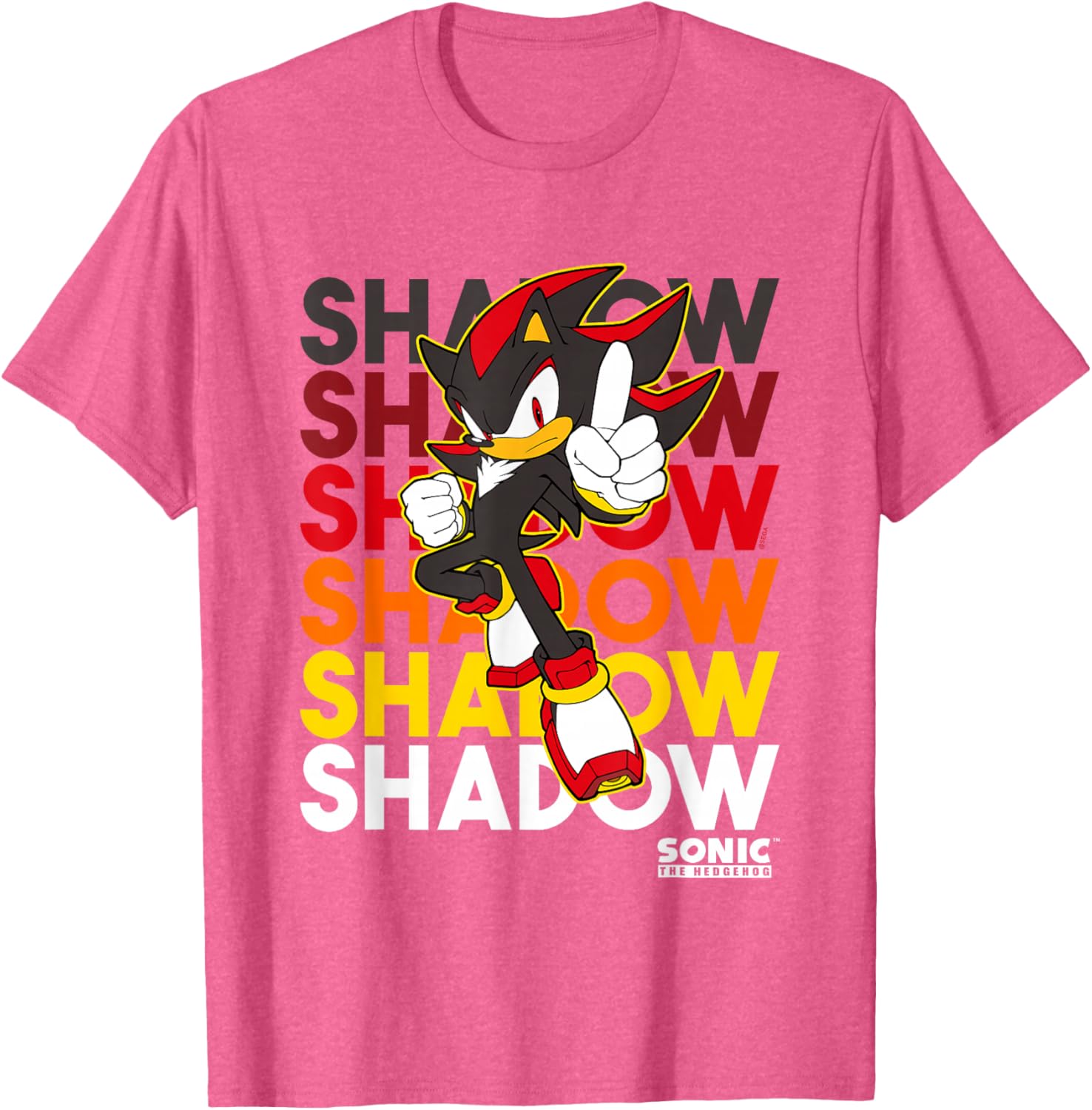 Sonic The Hedgehog Shadow Logo Stacked Text Cool Graphic T-Shirt - 8