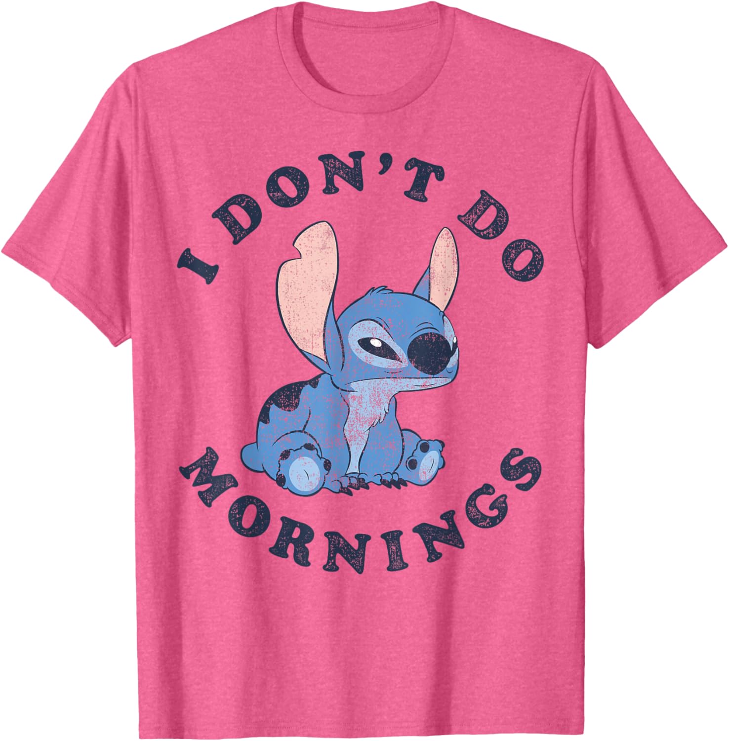 Disney Lilo & Stitch I Don't Do Mornings Distressed T-Shirt for Fans - 7