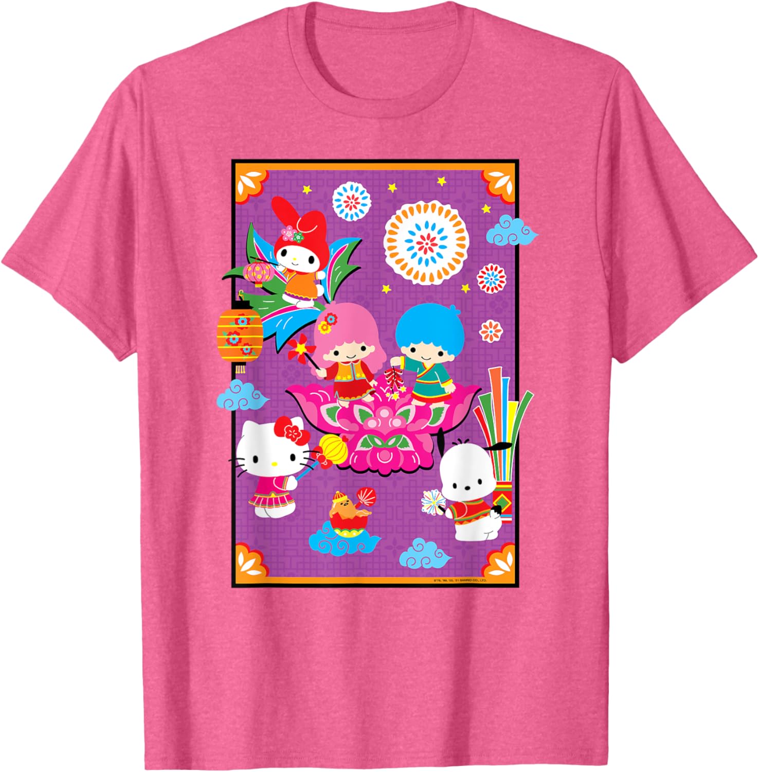 Hello Kitty & Friends Lunar New Year T-Shirt for Adults - Black, Small - 21