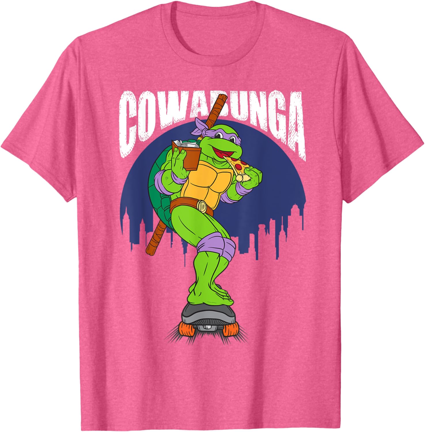 Cowabunga Donatello on Skates Pizza T-Shirt for TMNT Fans - 25