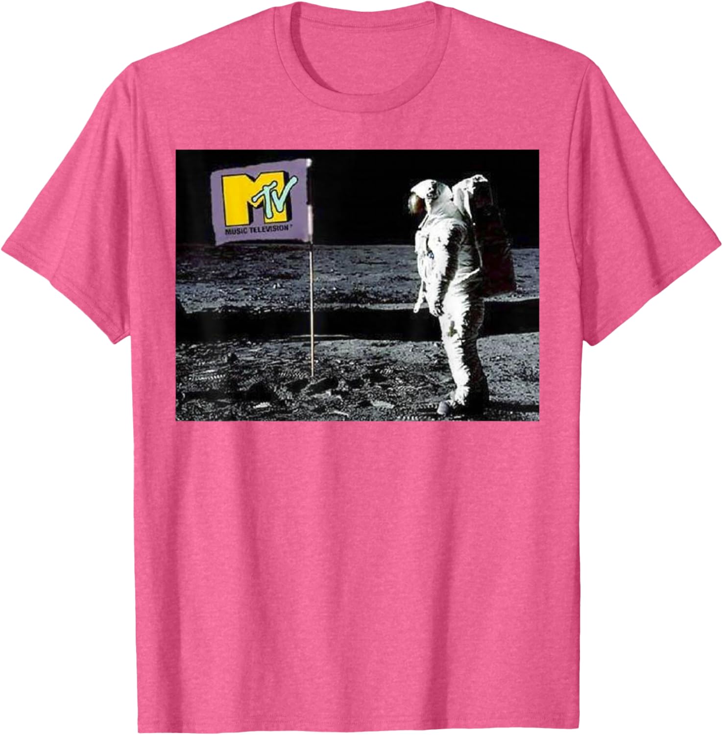 MTV Man On The Moon Logo Graphic Tee Short Sleeve T-Shirt for Fans - 1