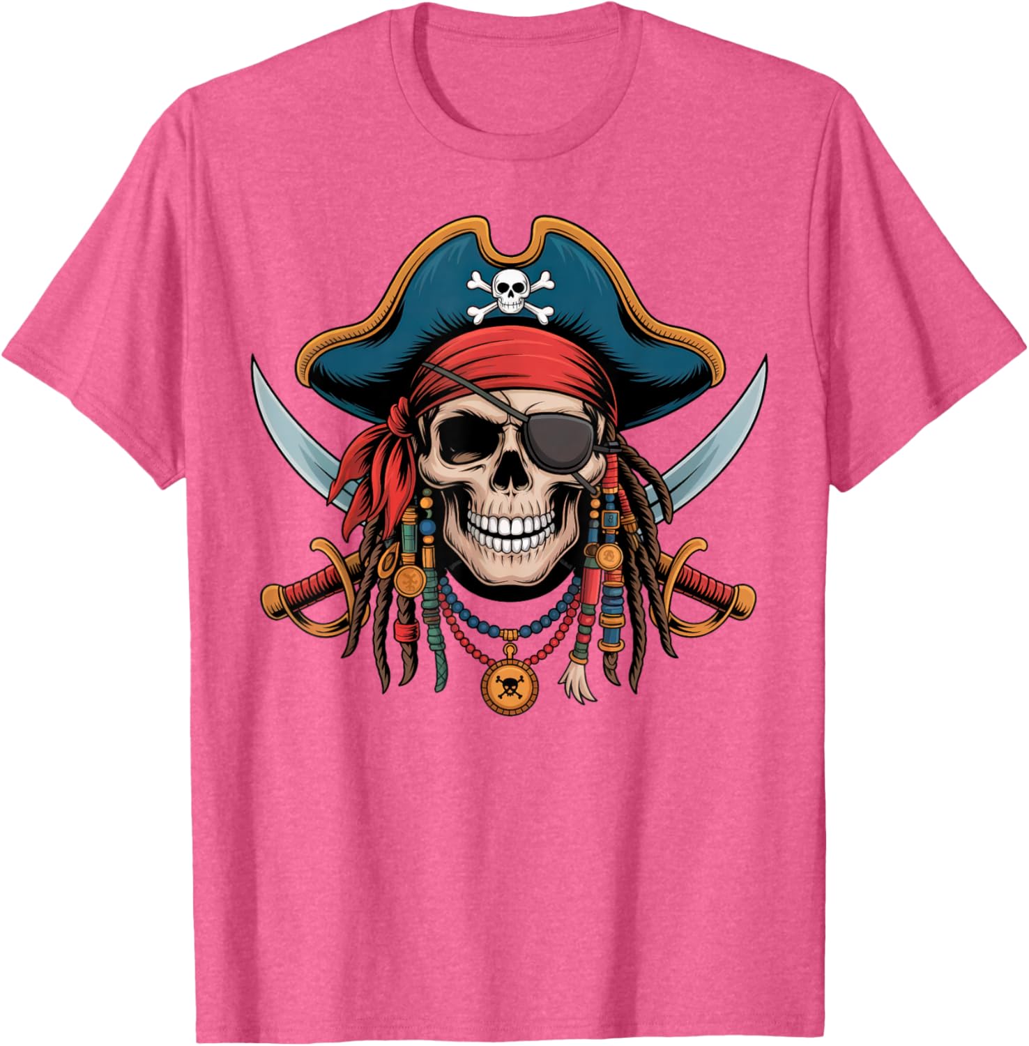 Pirate Skull and Crossbones Skeleton Halloween T-Shirt for Men and Boys - 21