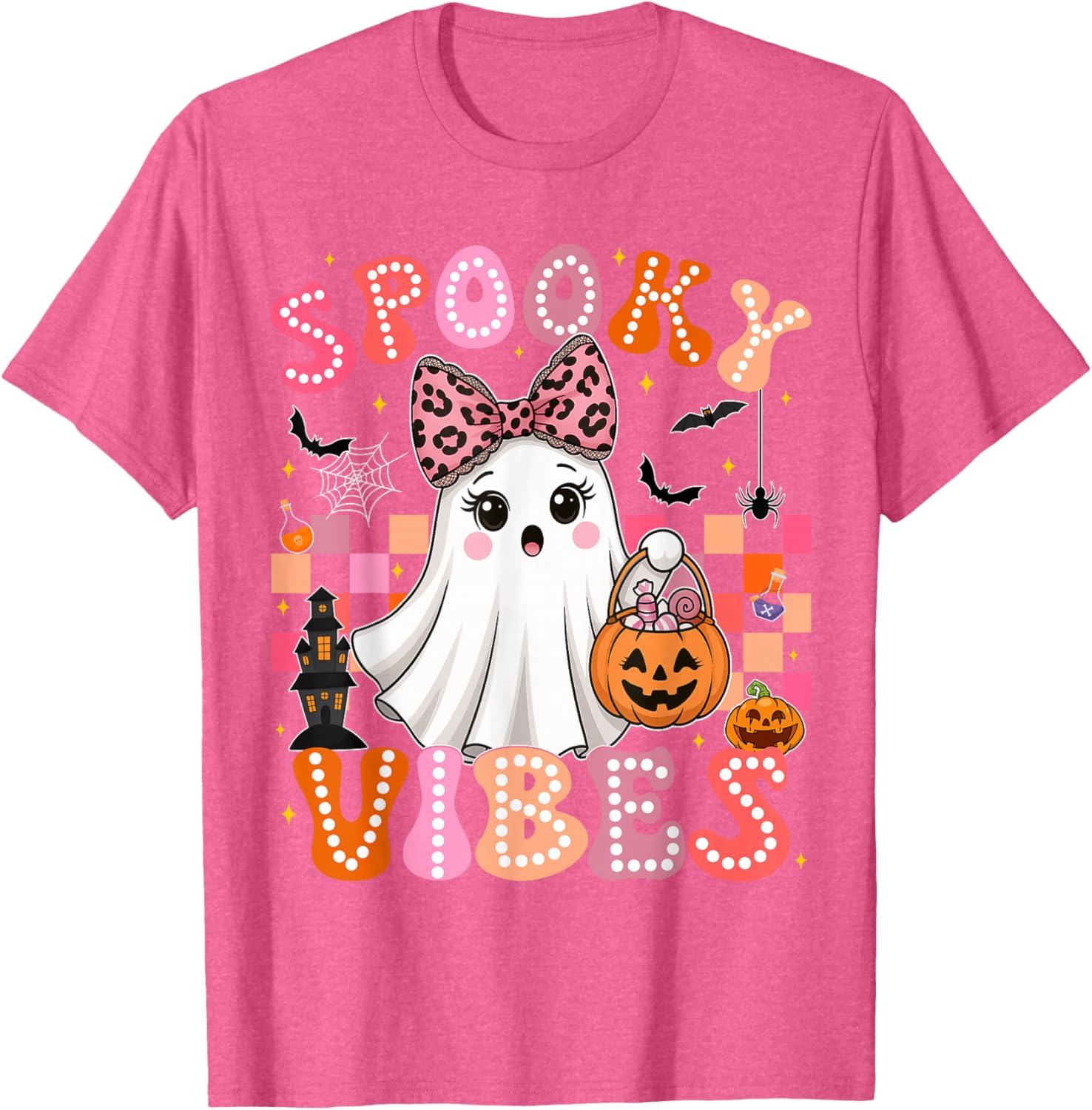 Groovy Spooky Vibes Cute Ghost Halloween T-Shirt for Girls - 4