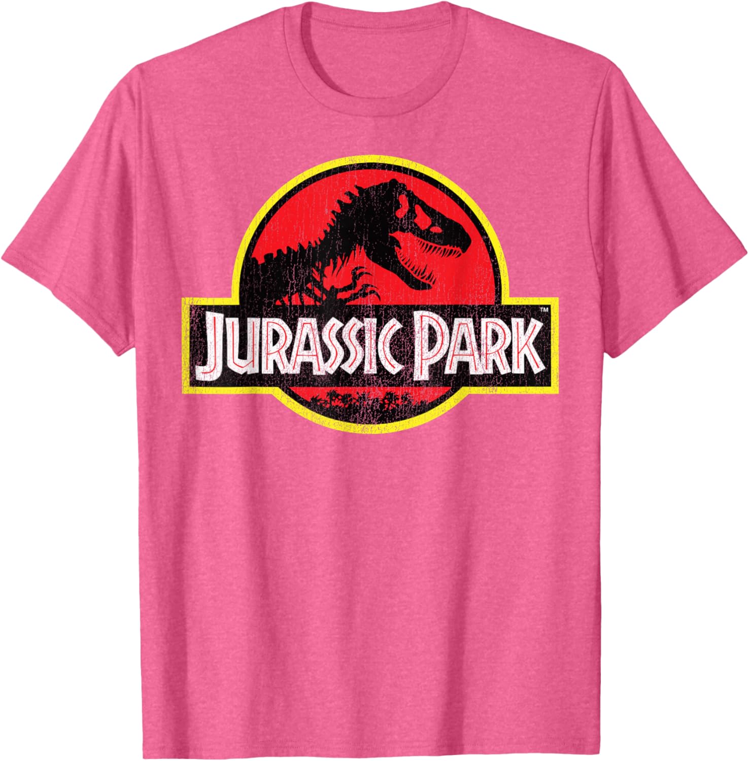 Jurassic Park Vintage Distressed Logo T-Shirt Classic Fit Black Tee - 9