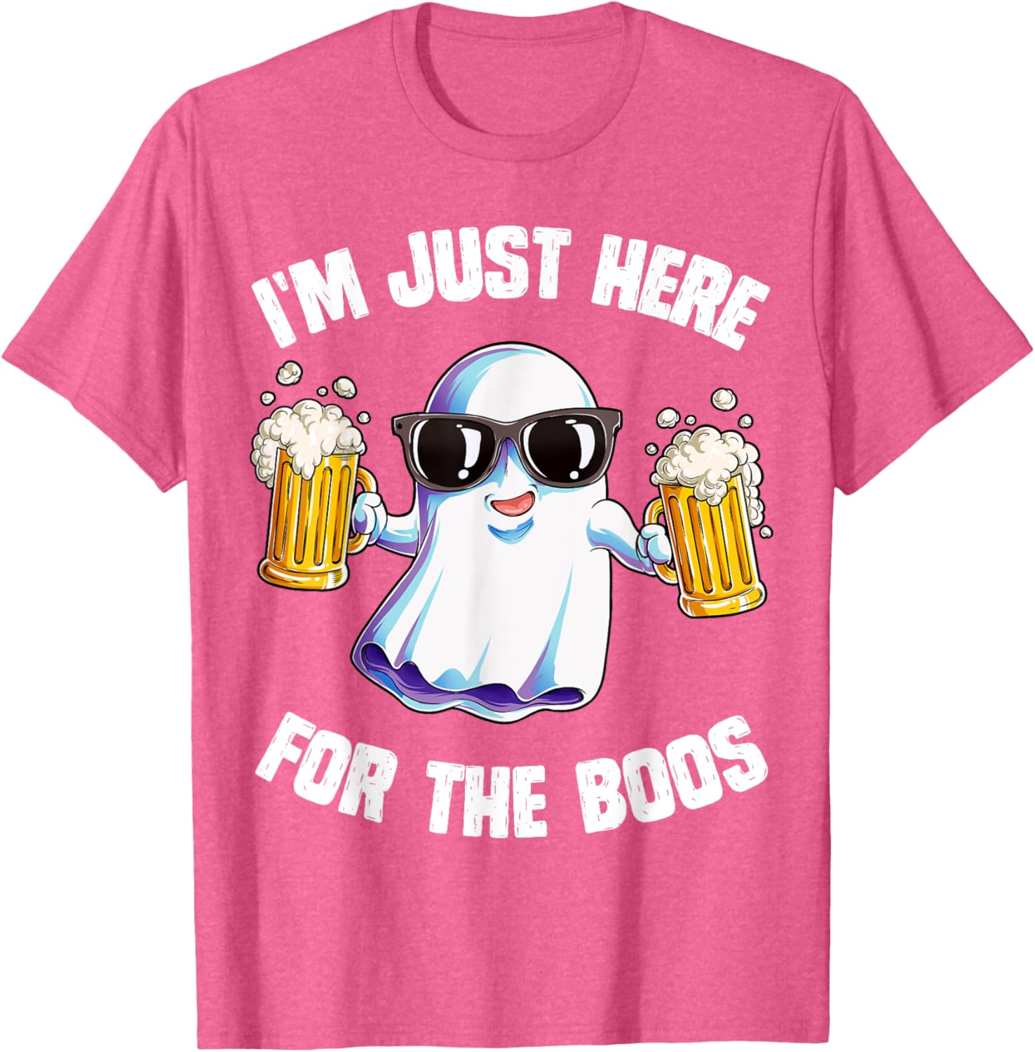 Funny Halloween Ghost T-Shirt for Men and Women I'm Just Here For The Boos - 7