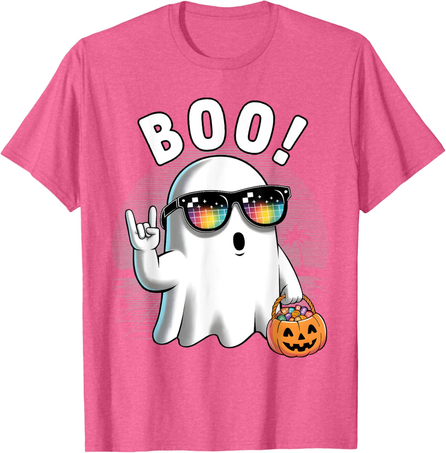 Rock Ghost Retro Halloween Pumpkin T-Shirt for Fun Spooky Style - 6