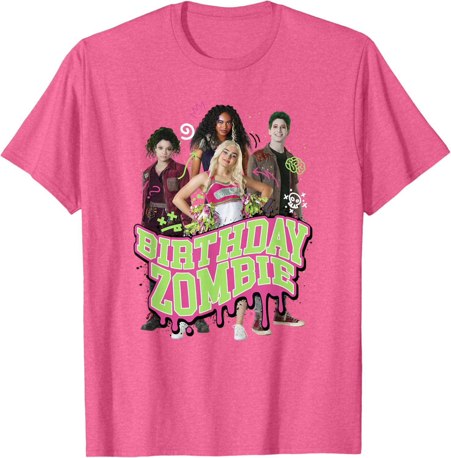 Disney Zombies Birthday Zombie Group Poster T-Shirt for Kids and Fans - 10