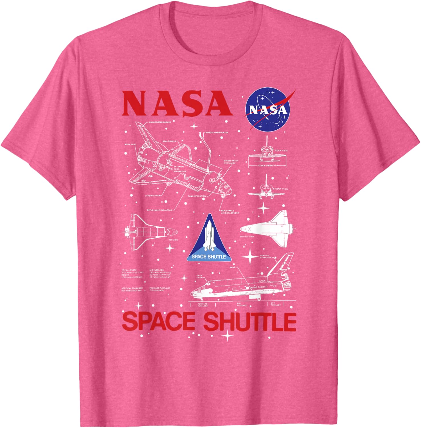 NASA Space Shuttle Blueprint T-Shirt for Space Enthusiasts and Fans - 4