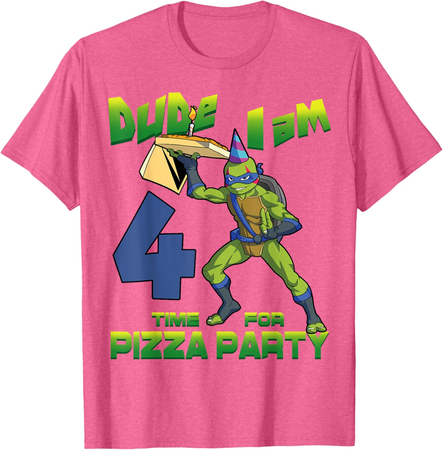TMNT Leo Pizza Birthday Party T-Shirt for 4 Year Olds - Fun Design - 8