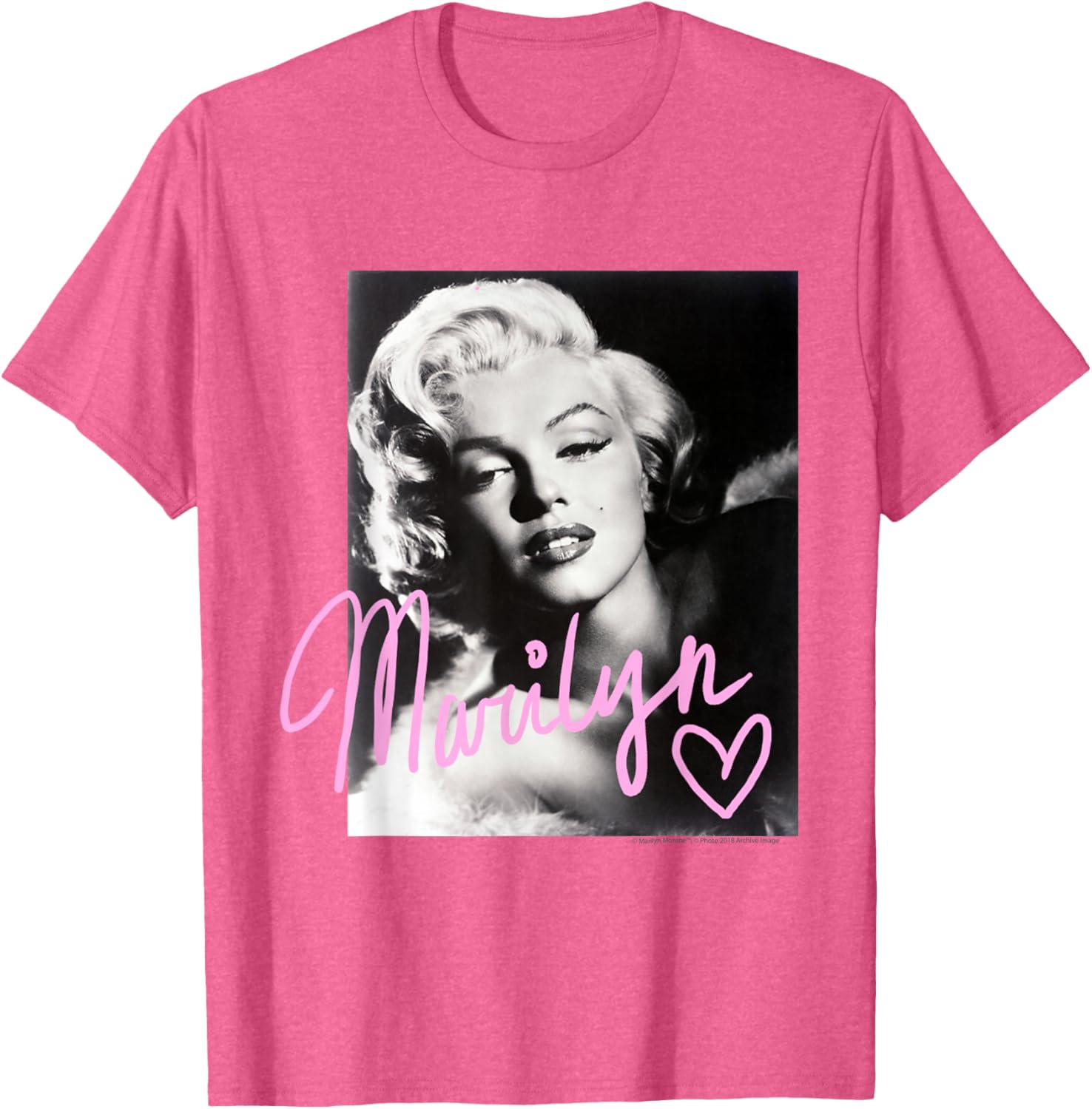 Marilyn Monroe Black and White T-Shirt with Pink Handwriting Design - 6