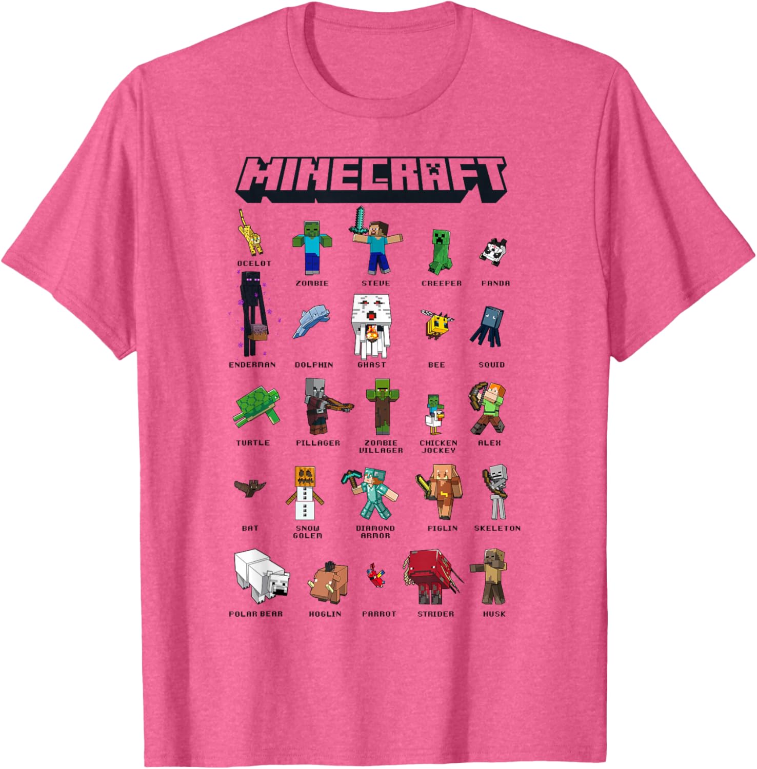 Minecraft Group Shot Poster Collage Style T-Shirt for Fans and Gamers - 1
