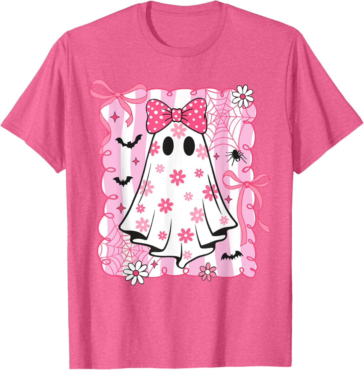 Spooky Vibes Pink Ghost T-Shirt for Women and Kids - Perfect Halloween Style - 25