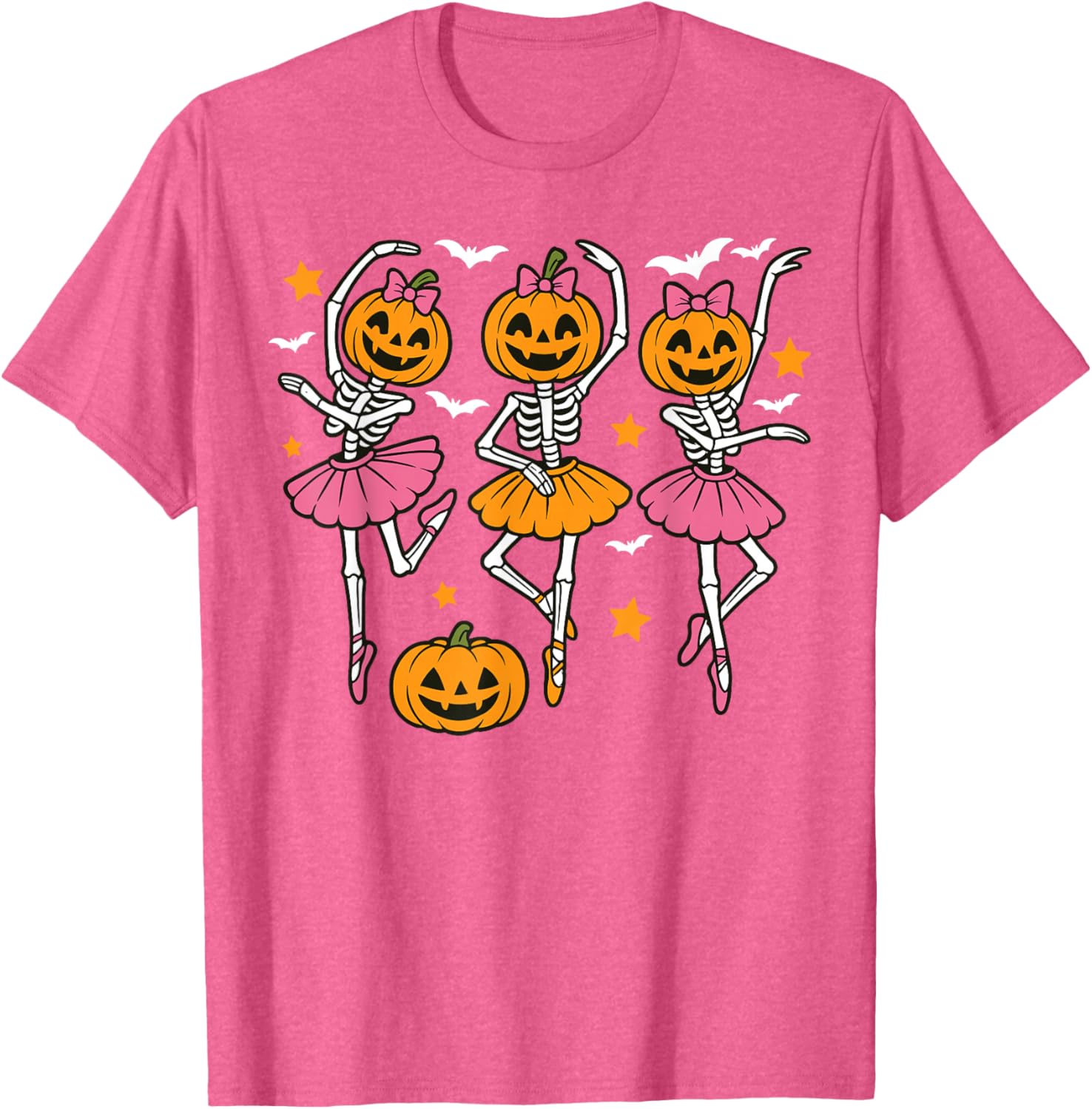 Cute Girls Halloween Ballet Skeleton Pumpkin T-Shirt for Festive Fun - 11