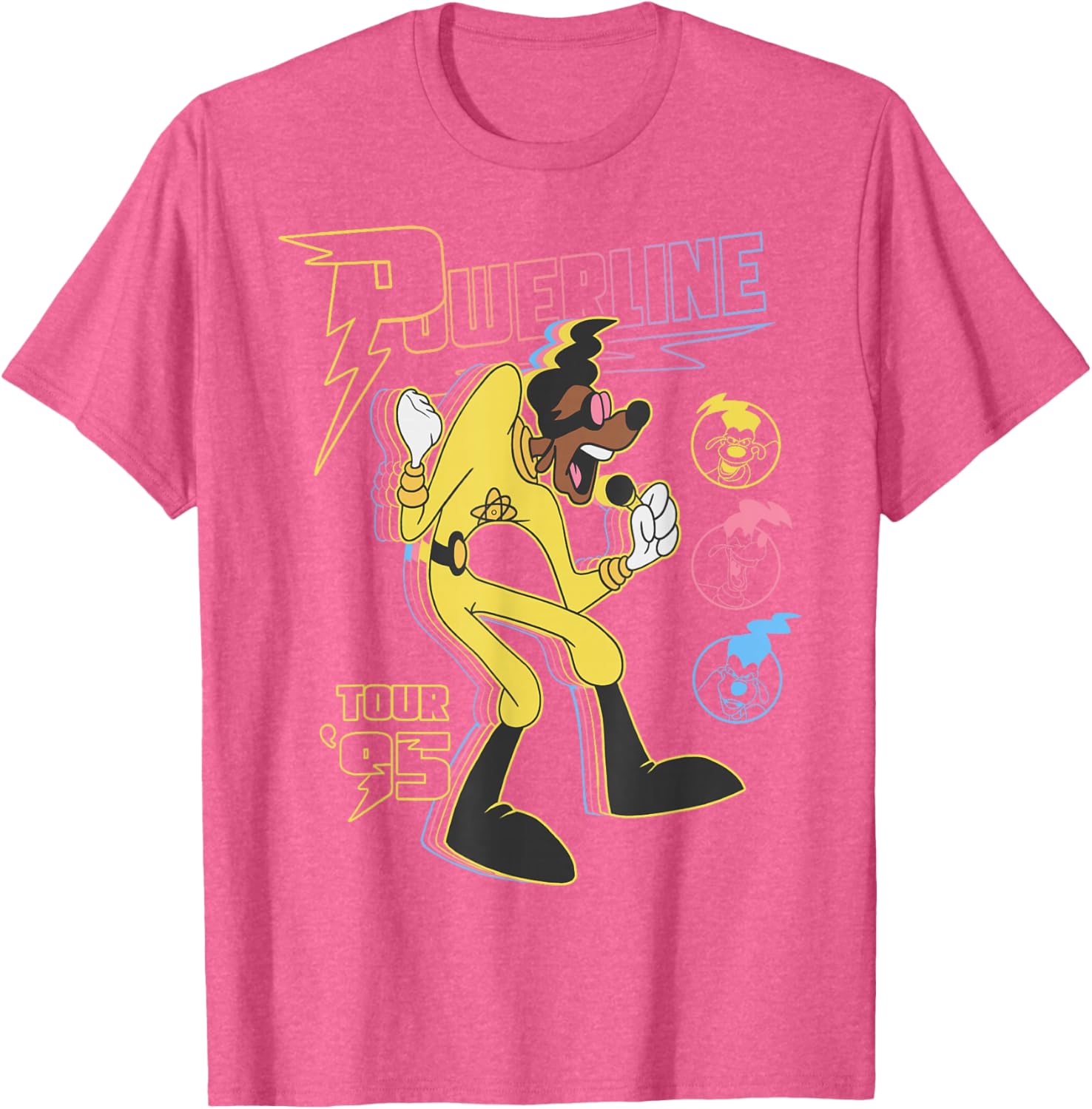 Retro Goofy Movie Powerline Tour 95 Neon Poster T-Shirt for Fans - 8