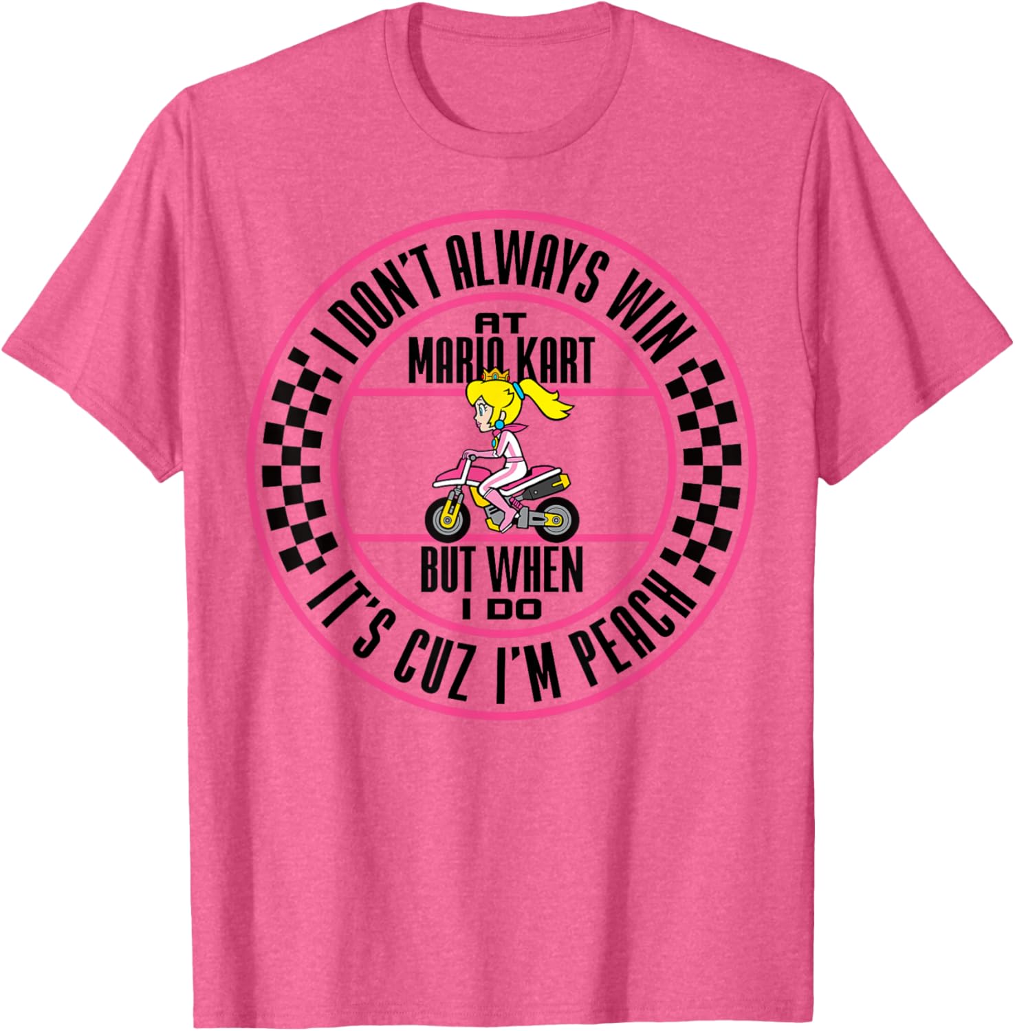 Cute Peach Wins Mario Kart Graphic T-Shirt for Gamers and Fans - 3