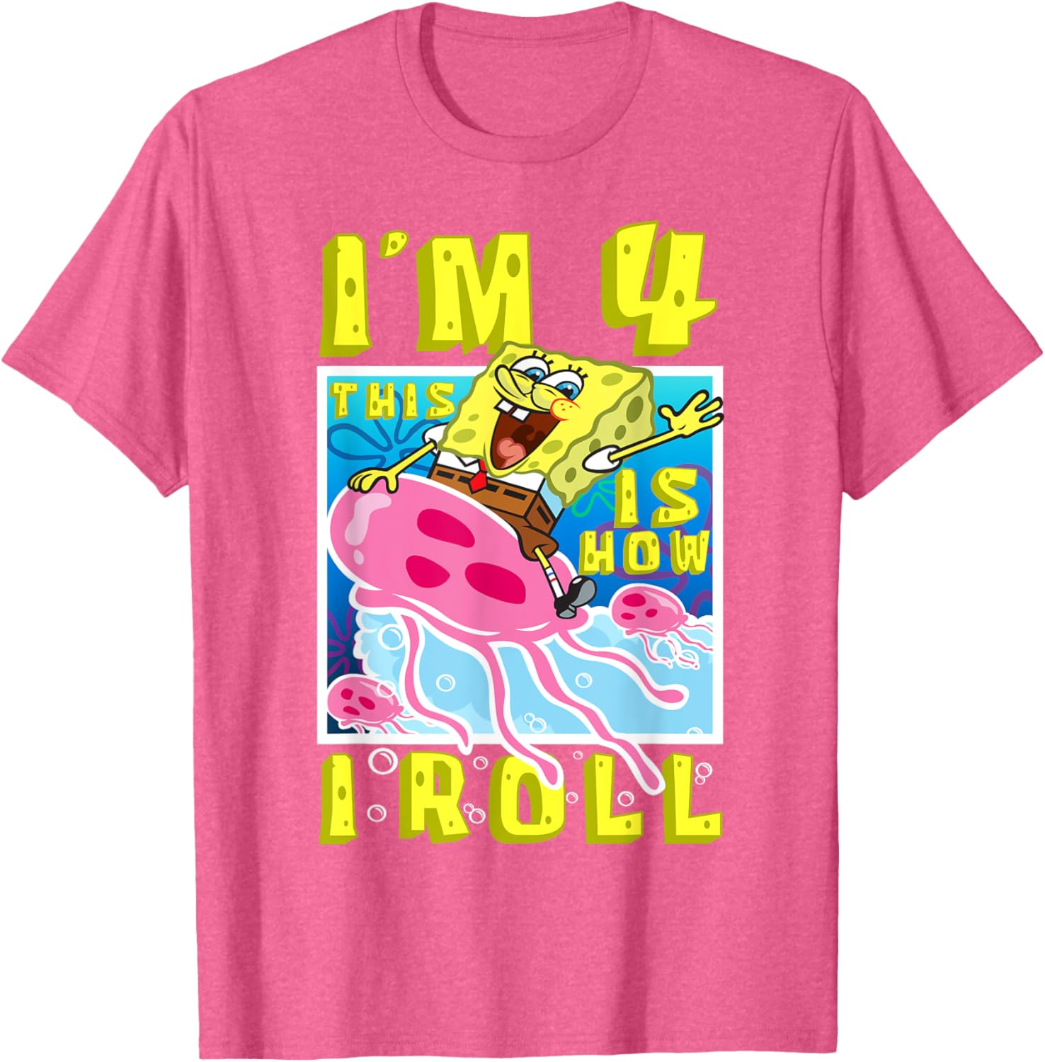 SpongeBob 4th Birthday T-Shirt Im 4 This Is How I Roll Kids Apparel - 8
