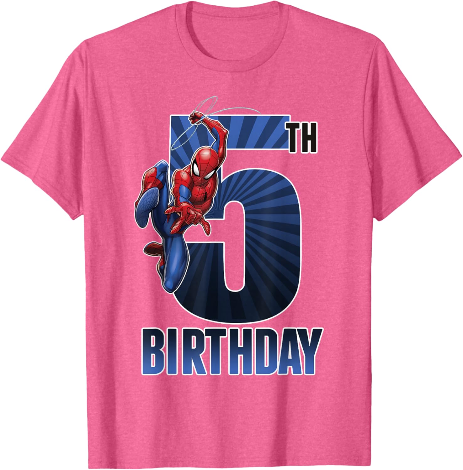Marvel Spider-Man 5th Birthday Graphic T-Shirt for Kids Fun Party Wear - 1