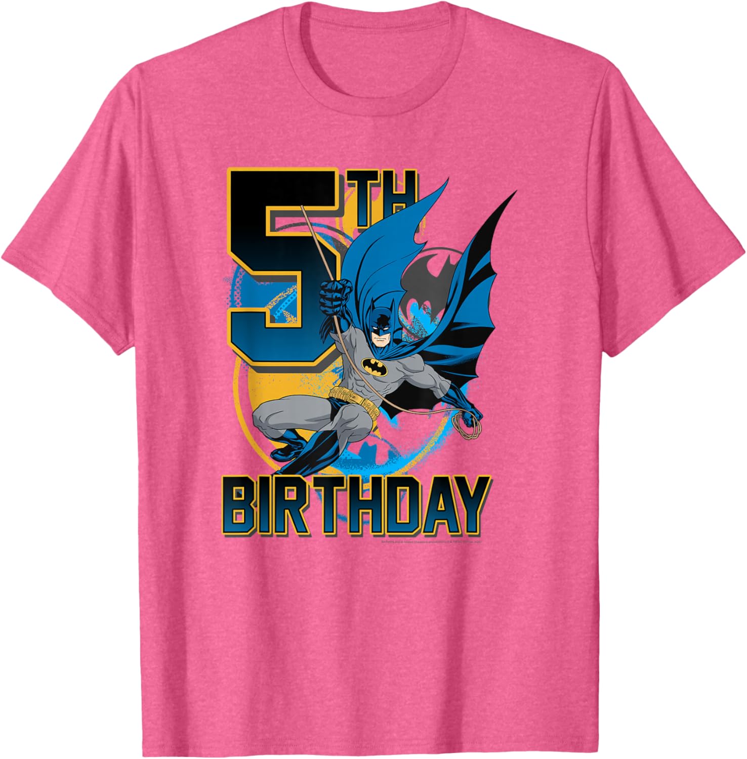 Batman 5th Birthday Bat Swing Action Poster T-Shirt for Kids - 3