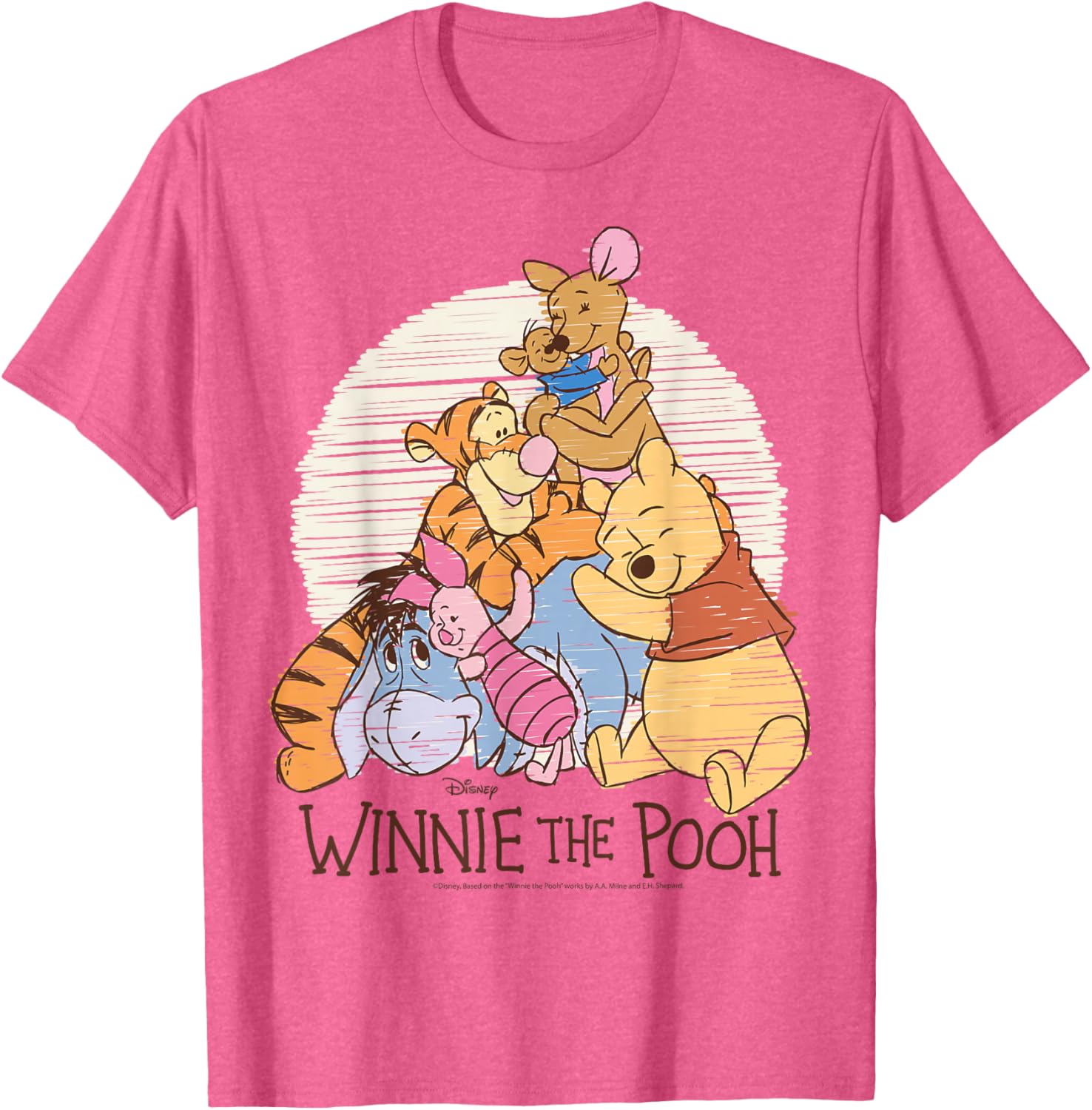 Winnie The Pooh Characters Hug T-Shirt for Kids and Adults Fun Wear - 8