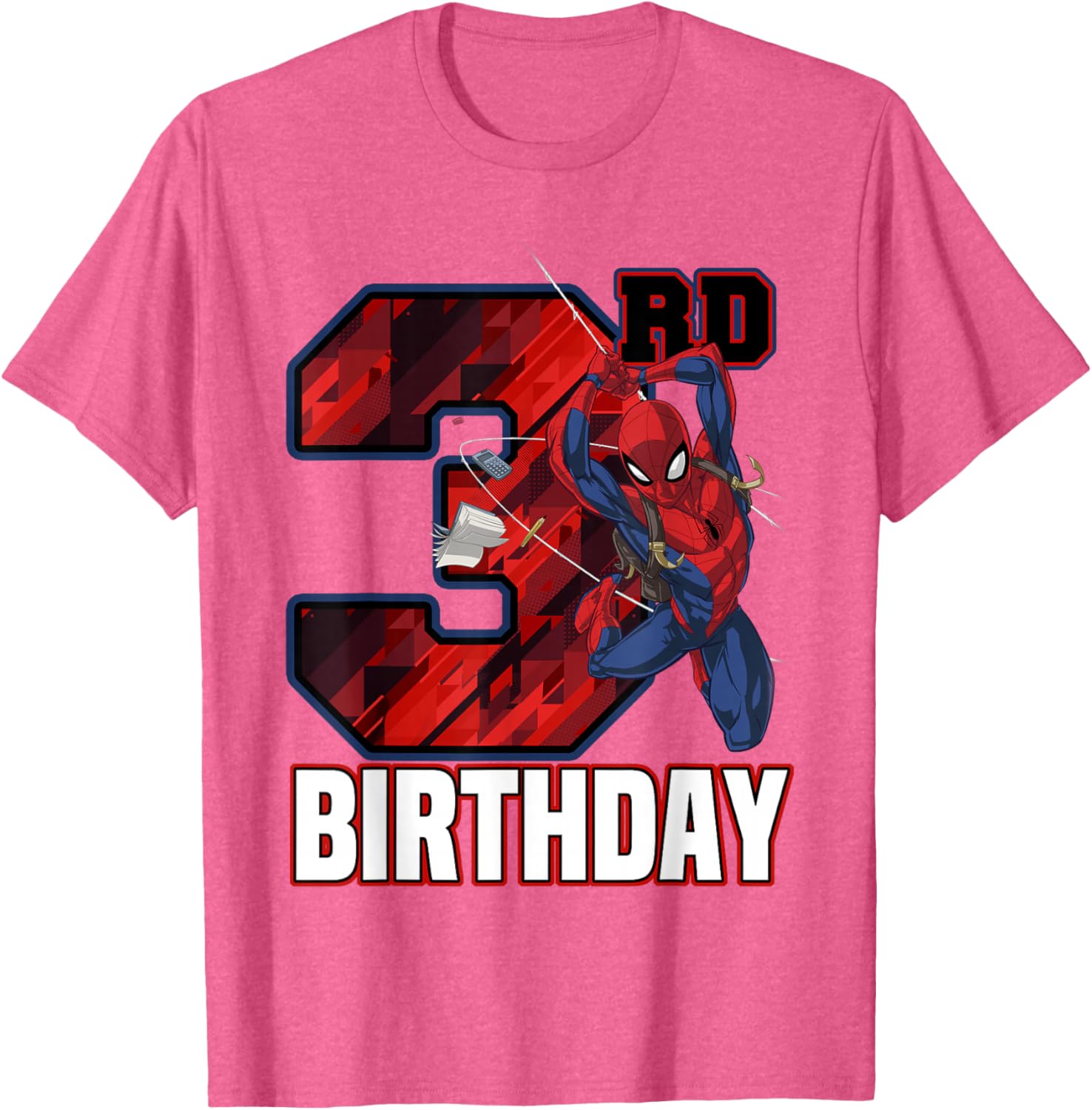 Spider-Man Web Swing 3rd Birthday T-Shirt for Kids Fun Party Wear - 10