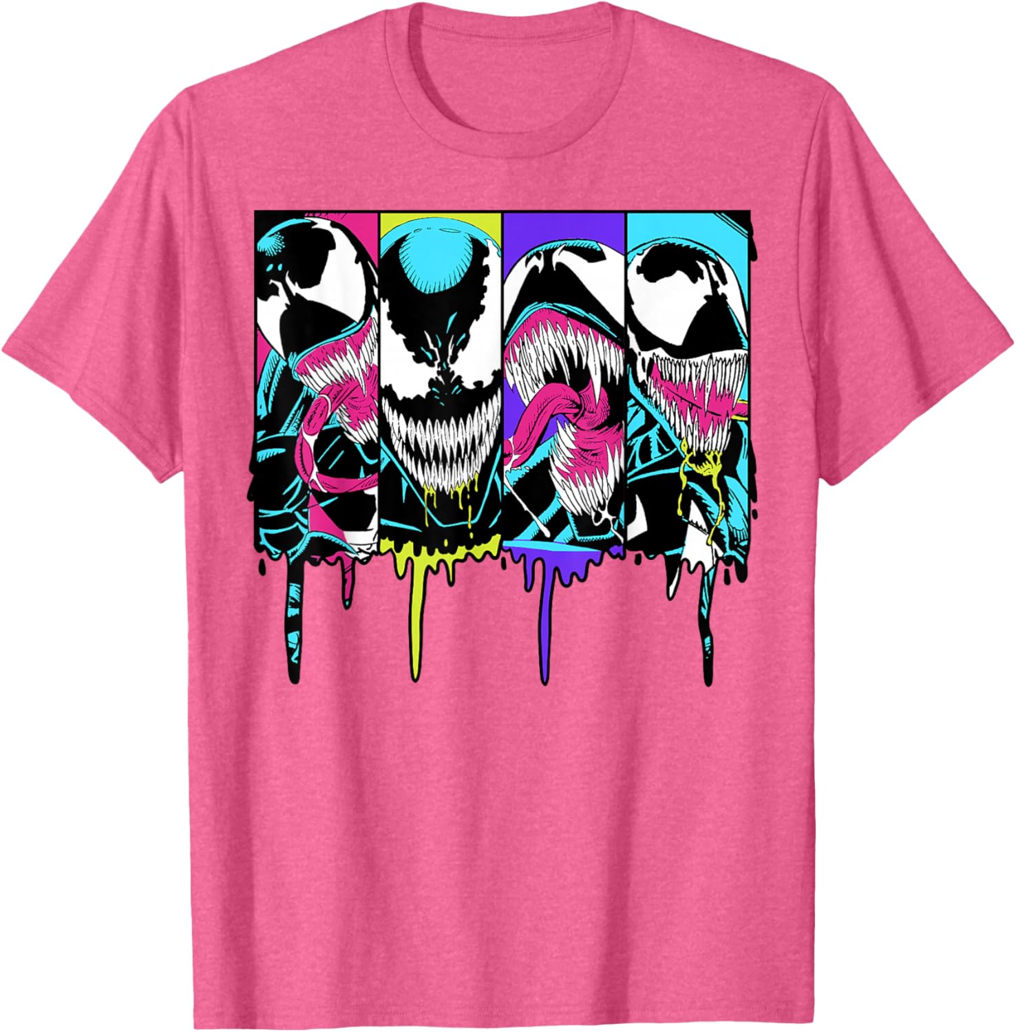 Colorful Marvel Venom Dripping Comic Panel T-Shirt for Fans and Collectors - 11