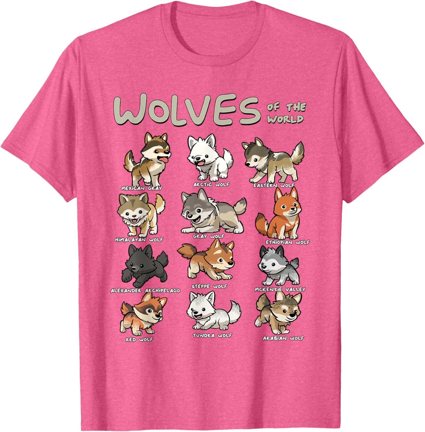 Charming Chibi Wolf T-Shirt for Animal Lovers - Cute Wolves Design - 3