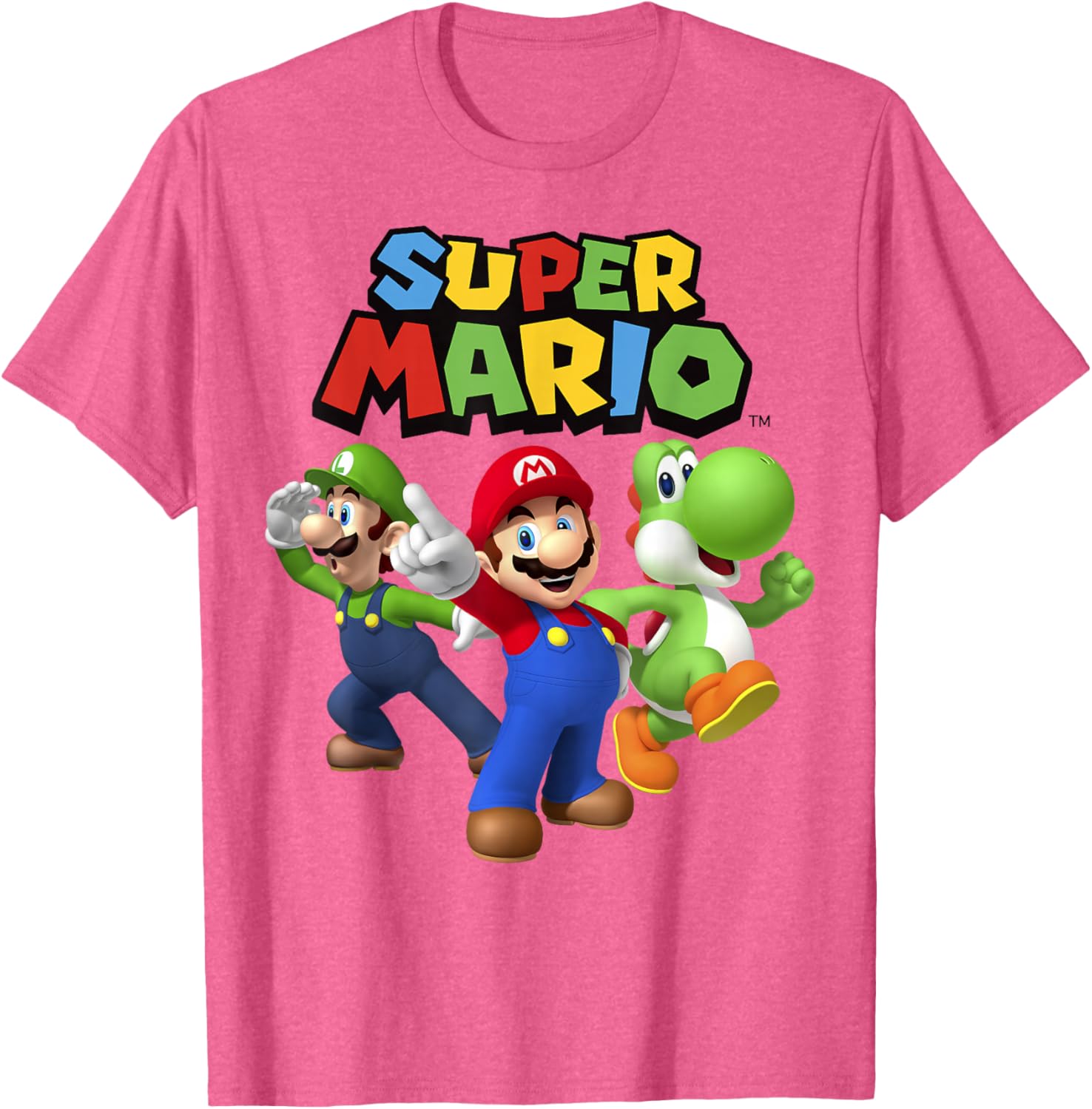 Super Mario Group Shot T-Shirt Featuring Luigi and Yoshi Fun Design - 4