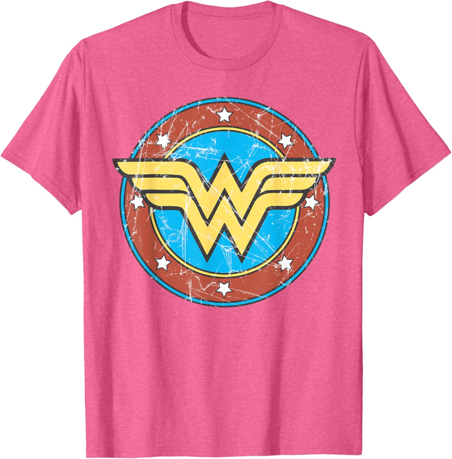 DC Wonder Woman Distressed Logo Circle T-Shirt for Superhero Fans - 15