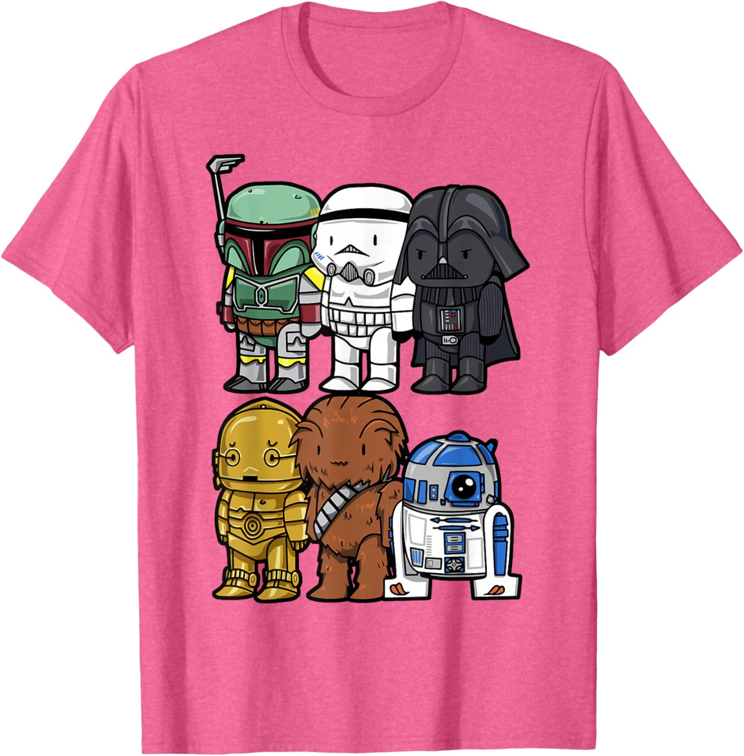 Star Wars Chibi Graphic T-Shirt featuring Boba Fett, Vader, Chewie & Trooper - 9