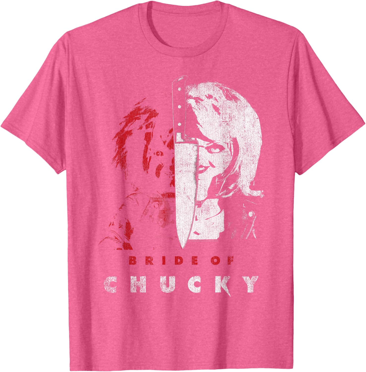 Child's Play Bride of Chucky Split Portrait T-Shirt for Horror Fans - 3