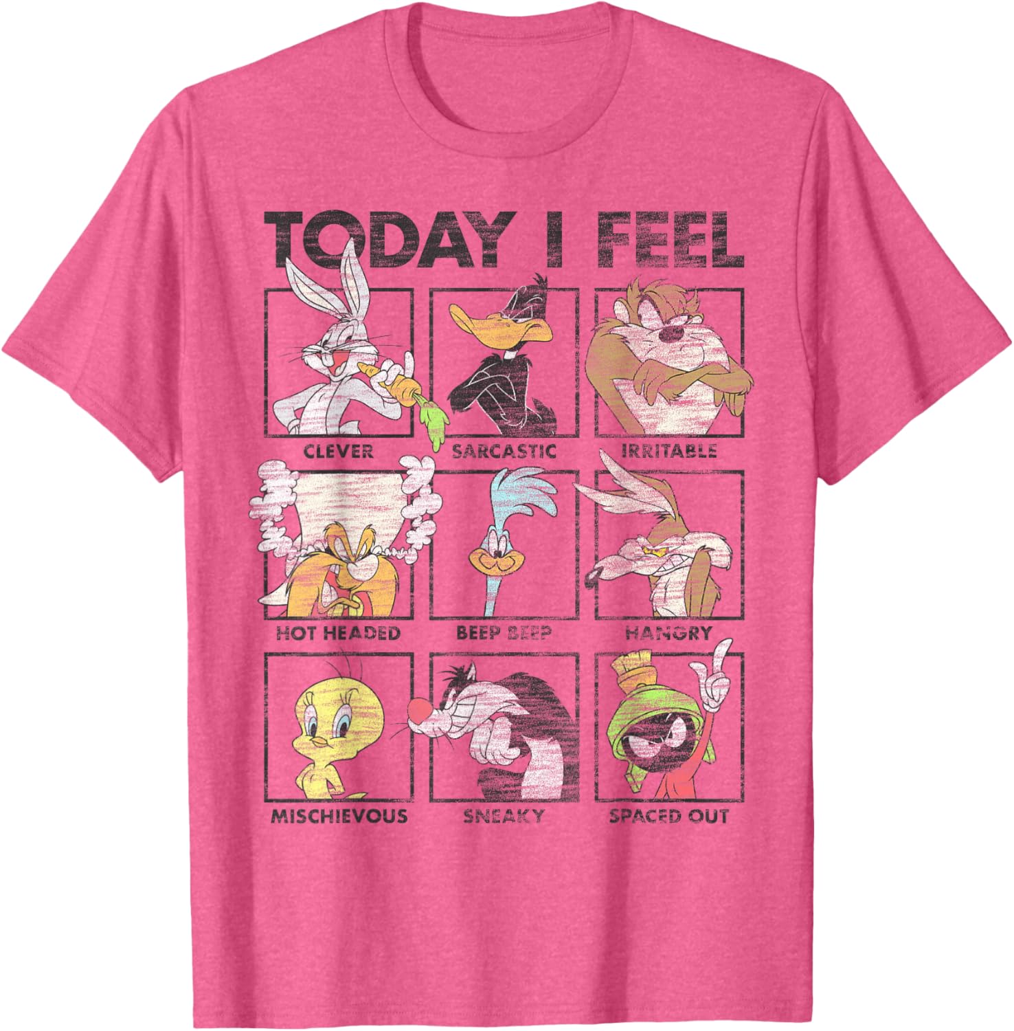 Looney Tunes Distressed Character Box T-Shirt for Casual Comfort - 11