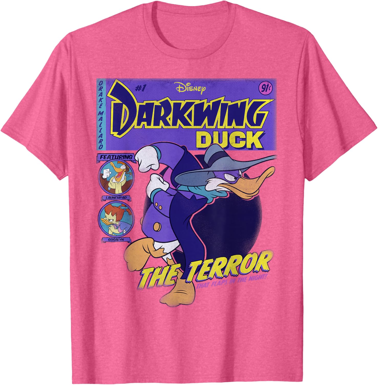 Disney Darkwing Duck Black T-Shirt for Adults Classic Fit Crew Neck - 1