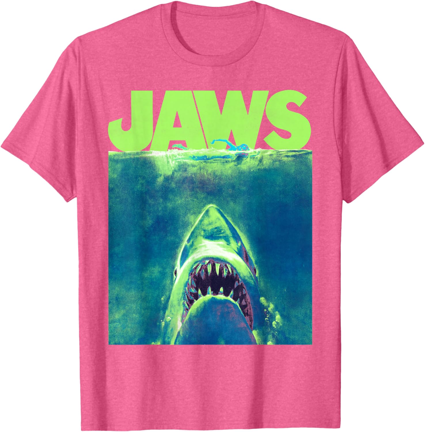 Jaws Surfacing Neon Poster Logo T-Shirt for Surf and Beach Lovers - 3