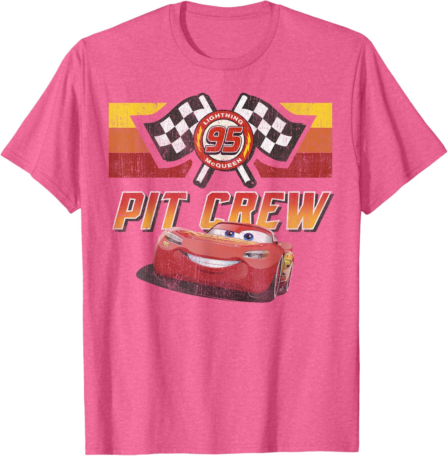 Disney Pixar Cars McQueen Red Distressed T-Shirt for Kids and Adults - 8