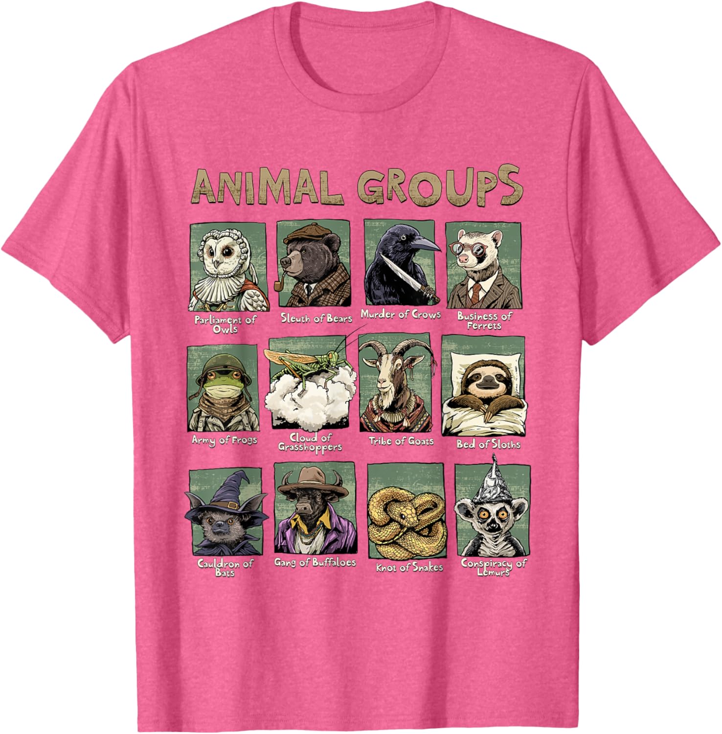 Animal Groups Unveiled T-Shirt - Fun Educational Wildlife Design - 9