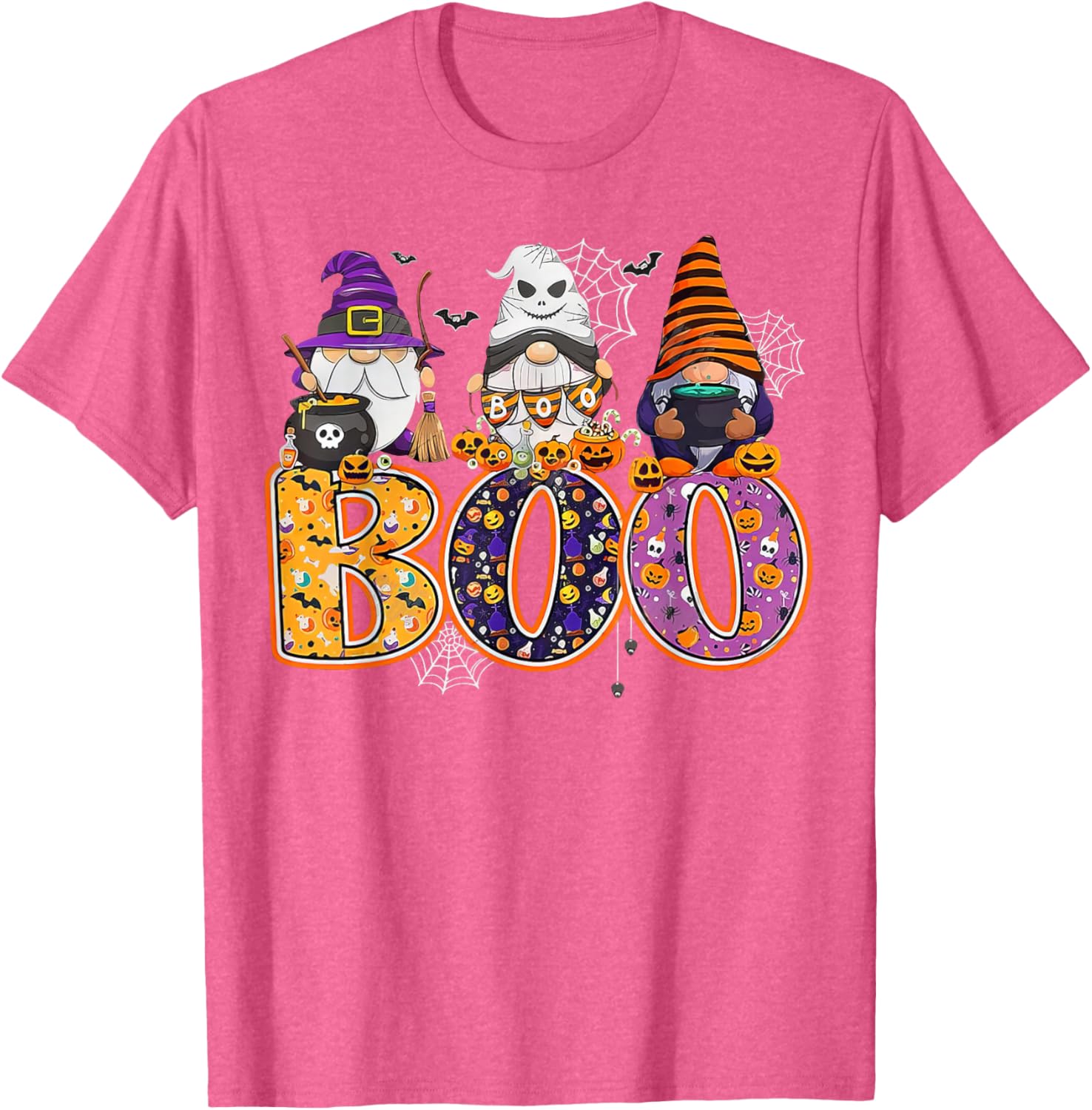 Funny Halloween Gnome T-Shirt with Boo Witch Pumpkins and Spiders - 22