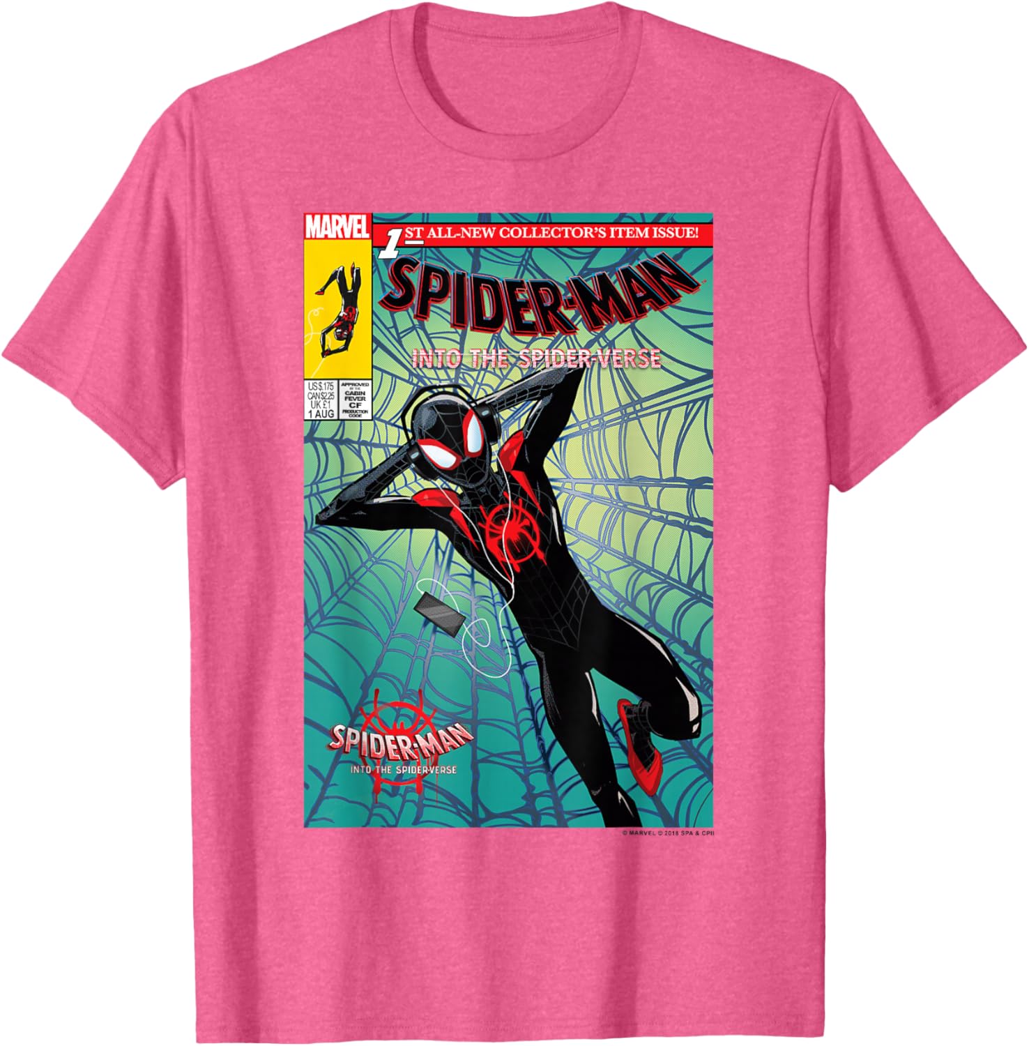 Classic Marvel Spider-Man Crew Neck T-Shirt Black 100% Cotton for Fans - 3