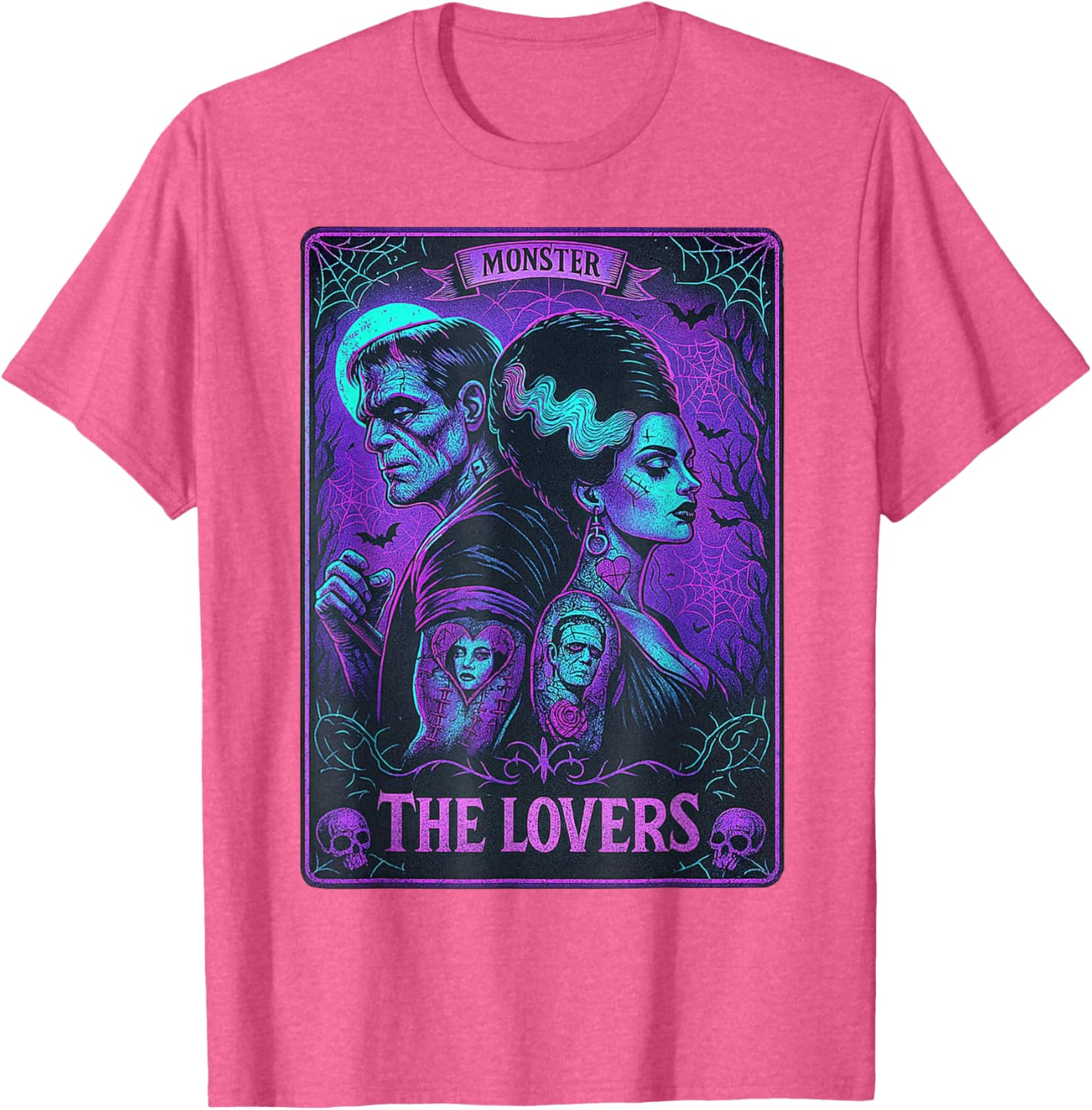 Monster Frankenstein and Bride Lovers Tarot Card T-Shirt for Fans - 13