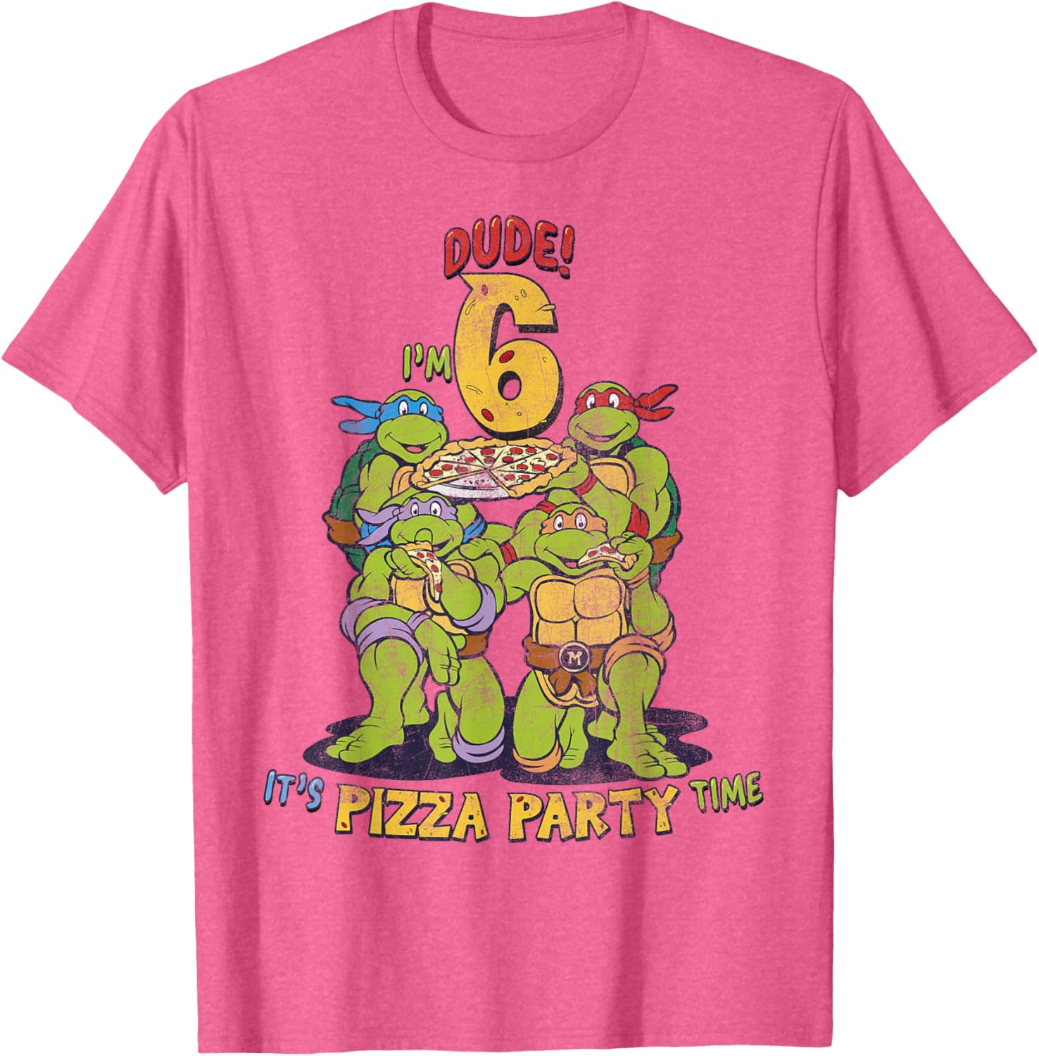 Cool TMNT I'm 6 Dude Pizza Birthday Party T-Shirt for Kids - 3