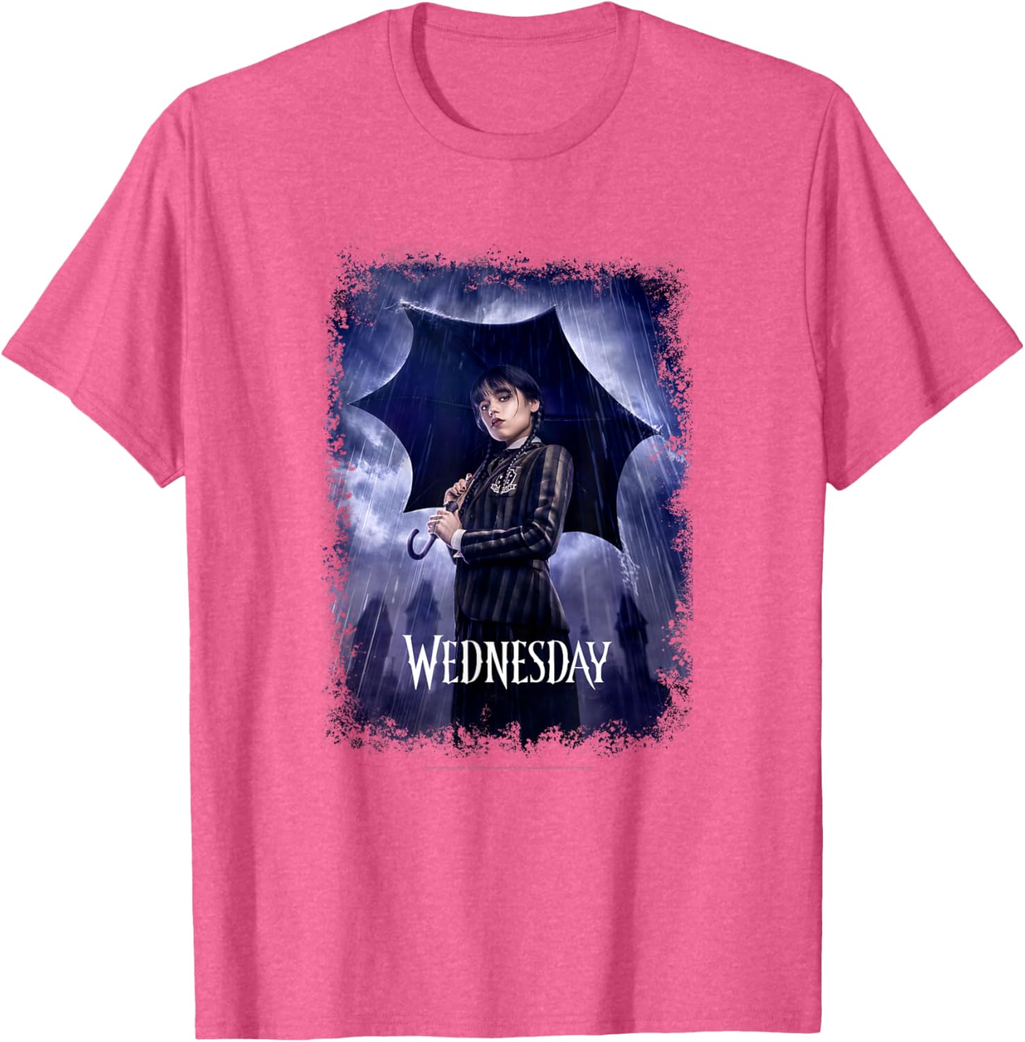 Wednesday Black Umbrella Rain Portrait T-Shirt for Fashion Lovers - 7