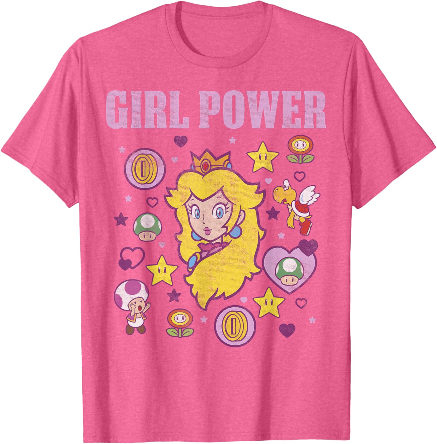 Nintendo Super Mario Peach Girl Power Icons Graphic T-Shirt for Women - 3