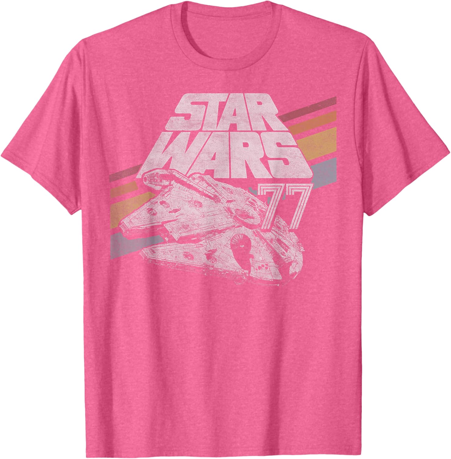 Retro Star Wars Millennium Falcon T-Shirt with Diagonal Stripes for Fans - 3
